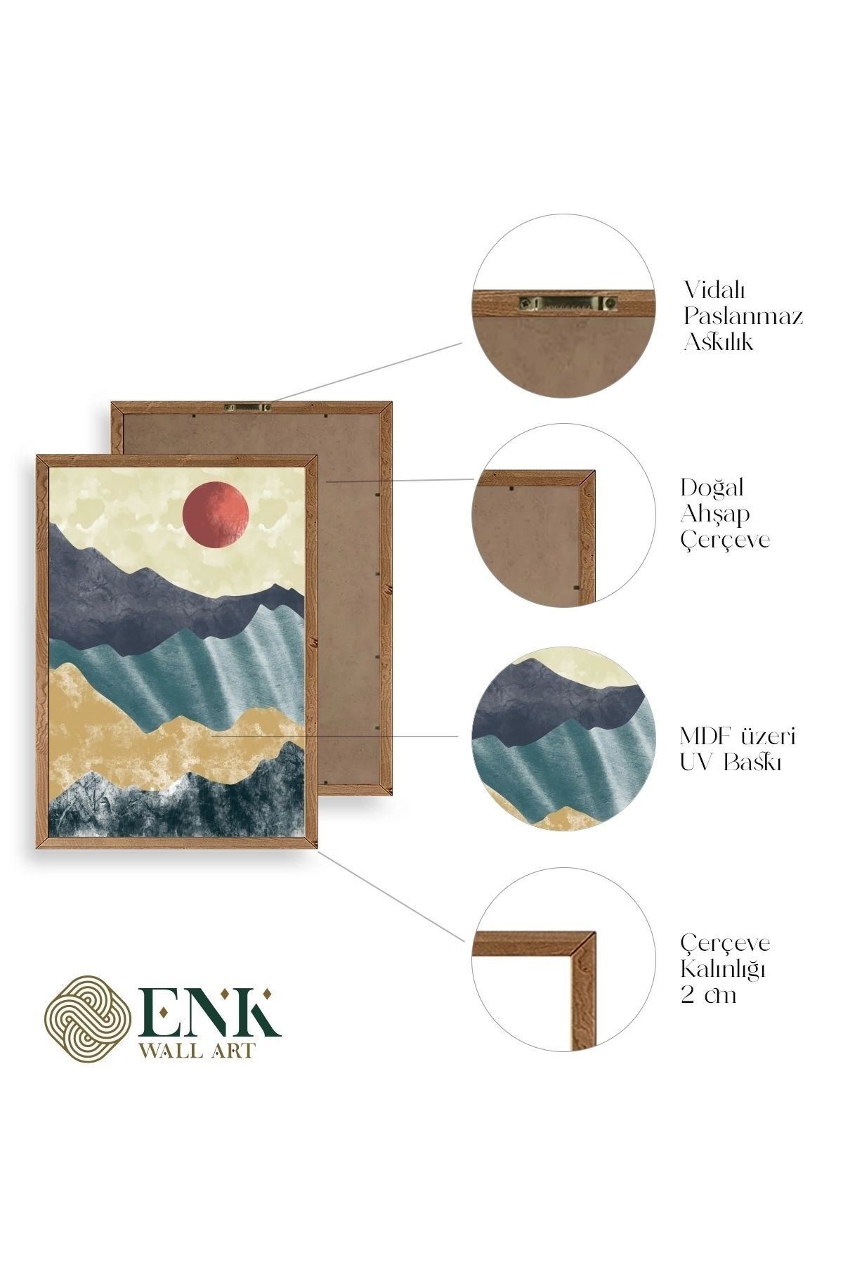 Manzara Üçlü Ahşap Çerçeveli Tablo 30 x 42