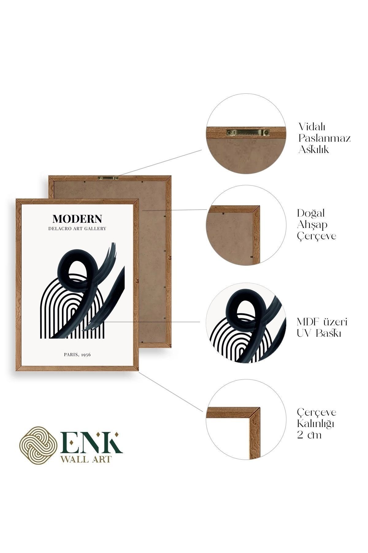 Modern Üçlü Ahşap Çerçeveli Tablo 30 x 40