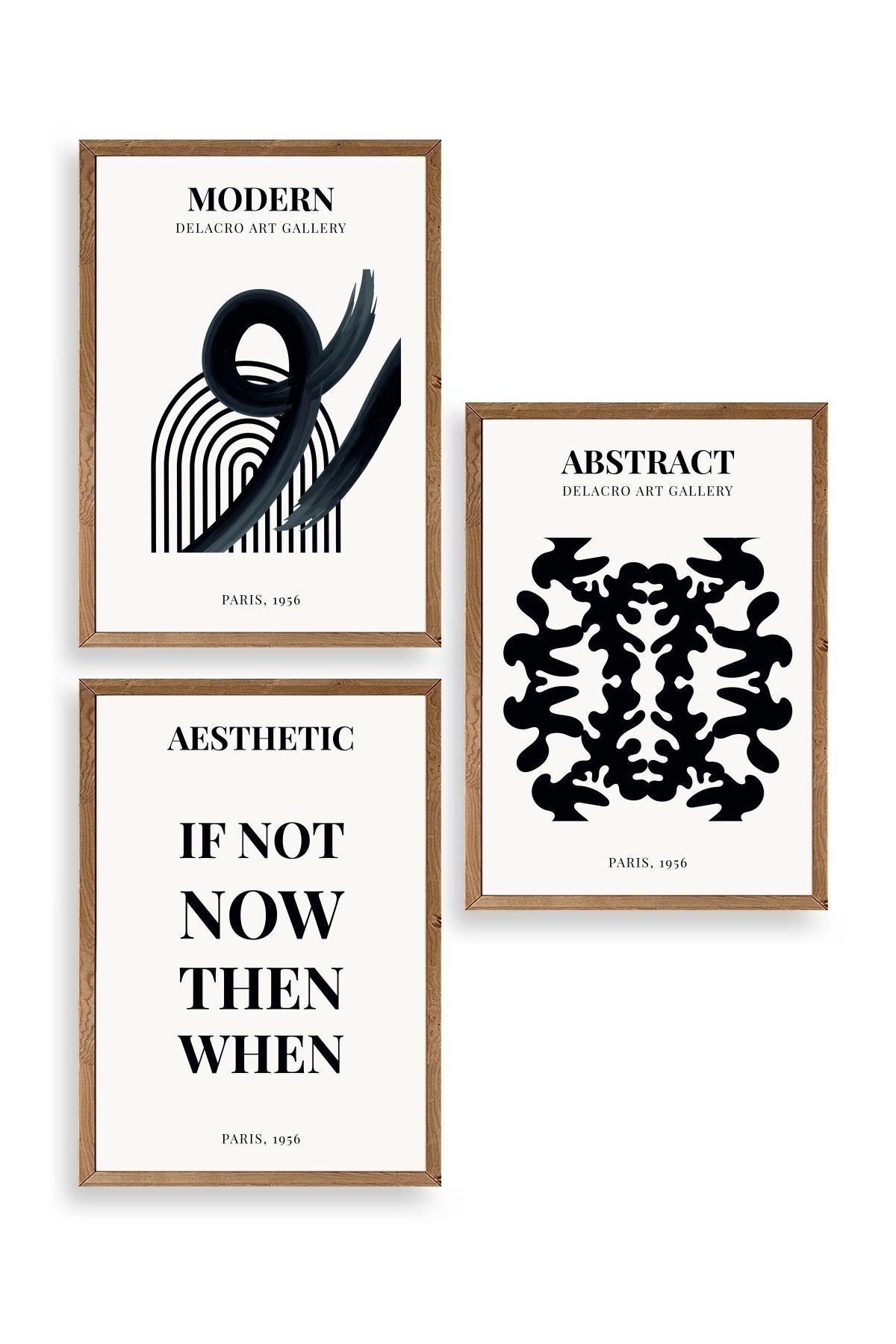 Modern Üçlü Ahşap Çerçeveli Tablo 40 x 60