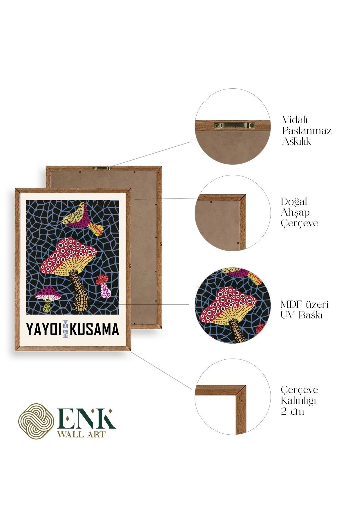 Yayoi Kusama Ahşap Çerçeveli Tablo 23 x 30