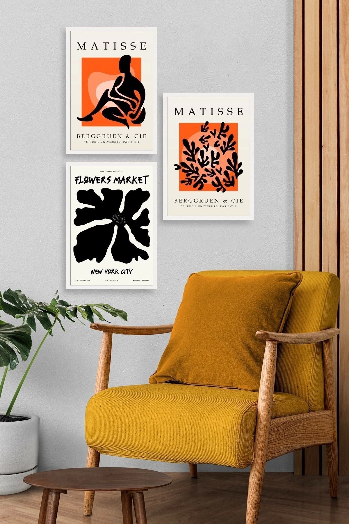 Matisse Üçlü Ahşap Çerçeveli Tablo 50 x 70