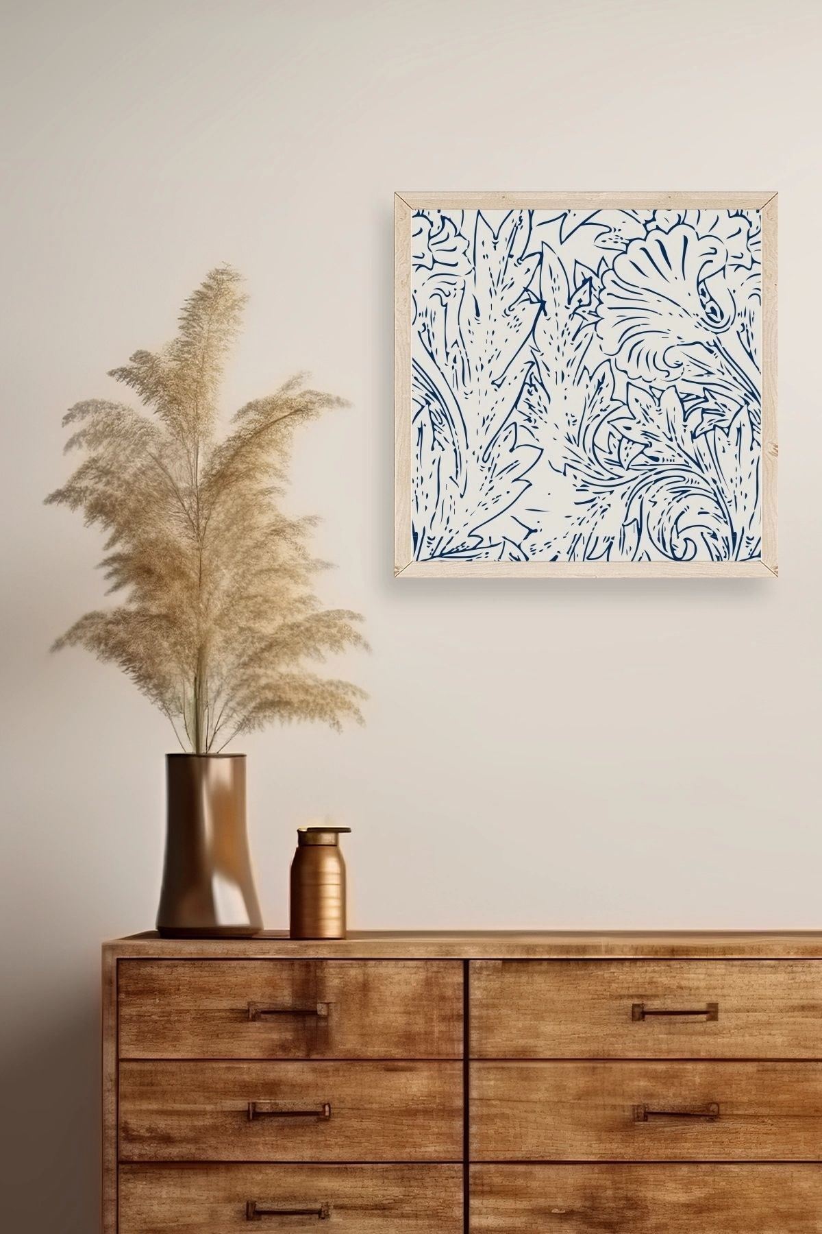 Yaprak Ahşap Çerçeveli Tablo 42 x 42