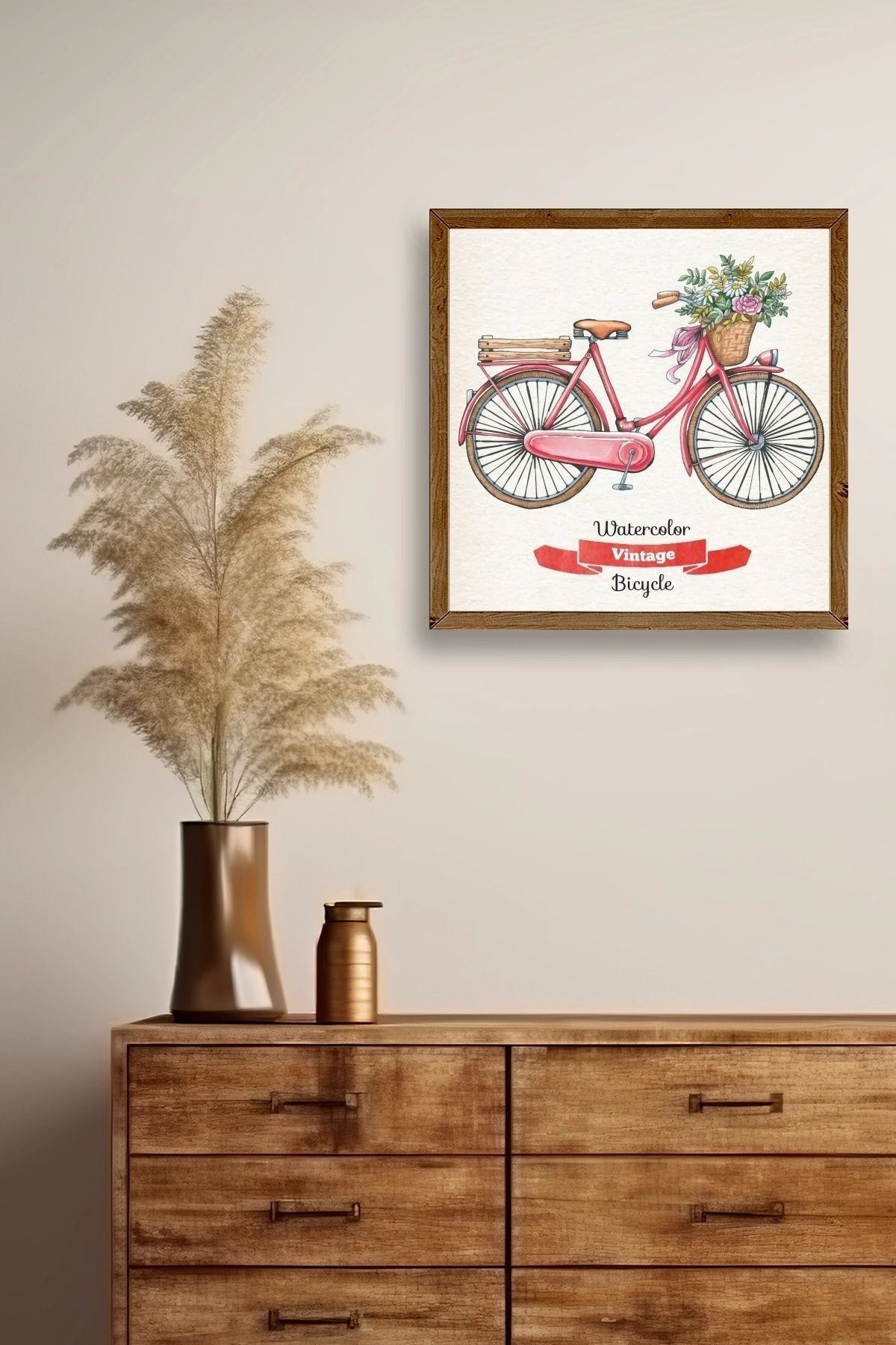 Bisiklet Ahşap Çerçeveli Tablo 50 x 50