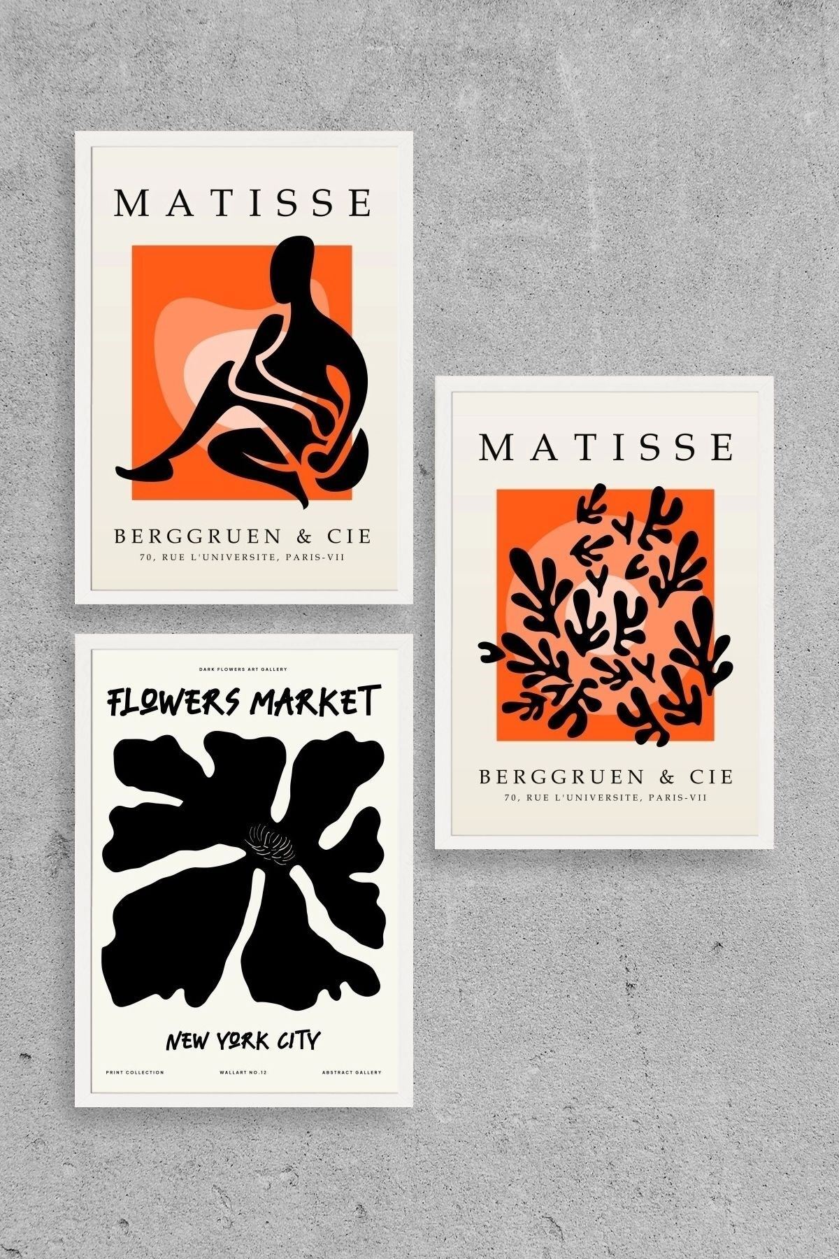 Matisse Üçlü Ahşap Çerçeveli Tablo 23 x 30