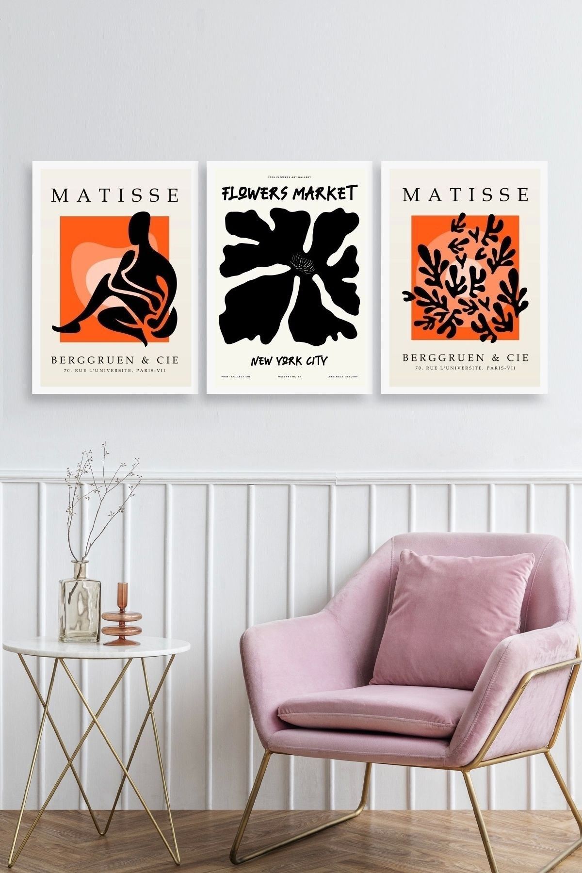 Matisse Üçlü Ahşap Çerçeveli Tablo 40 x 60