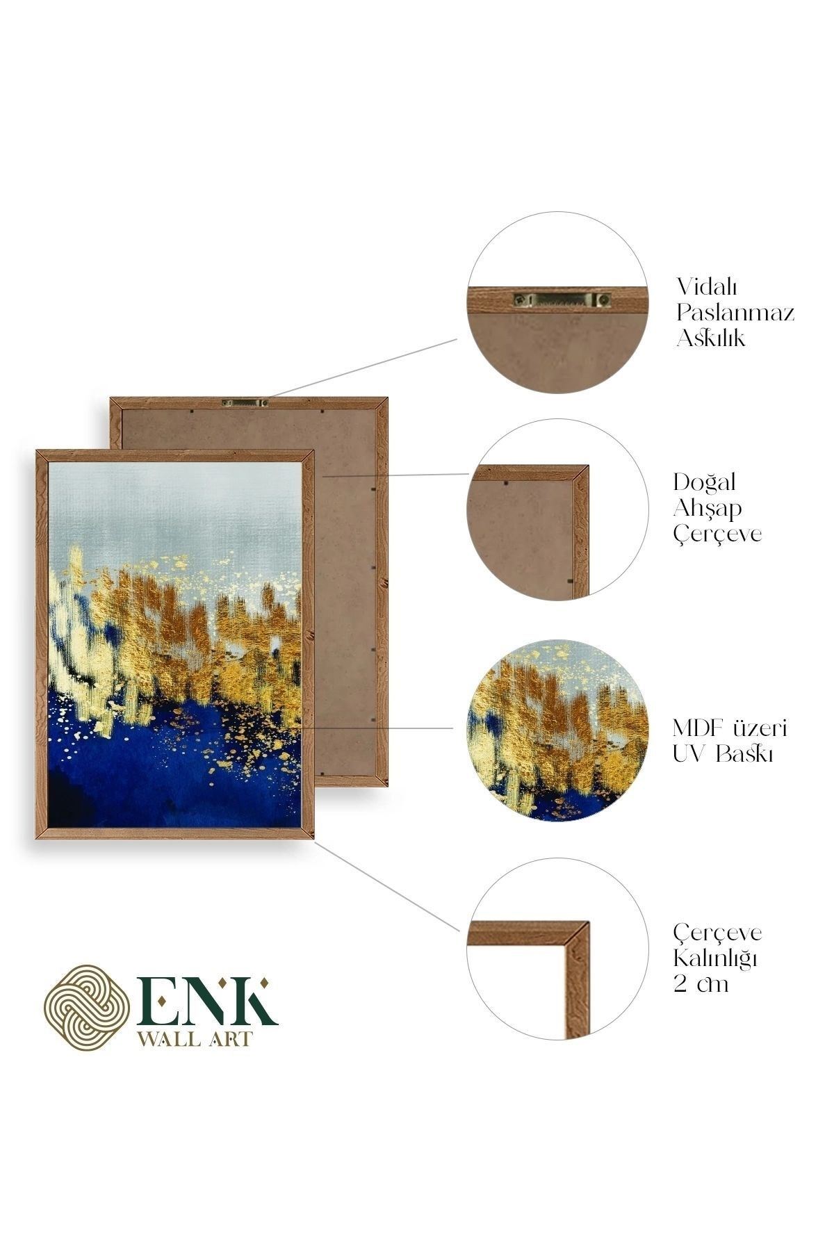 Soyut Üçlü Ahşap Çerçeveli Tablo 30 x 40