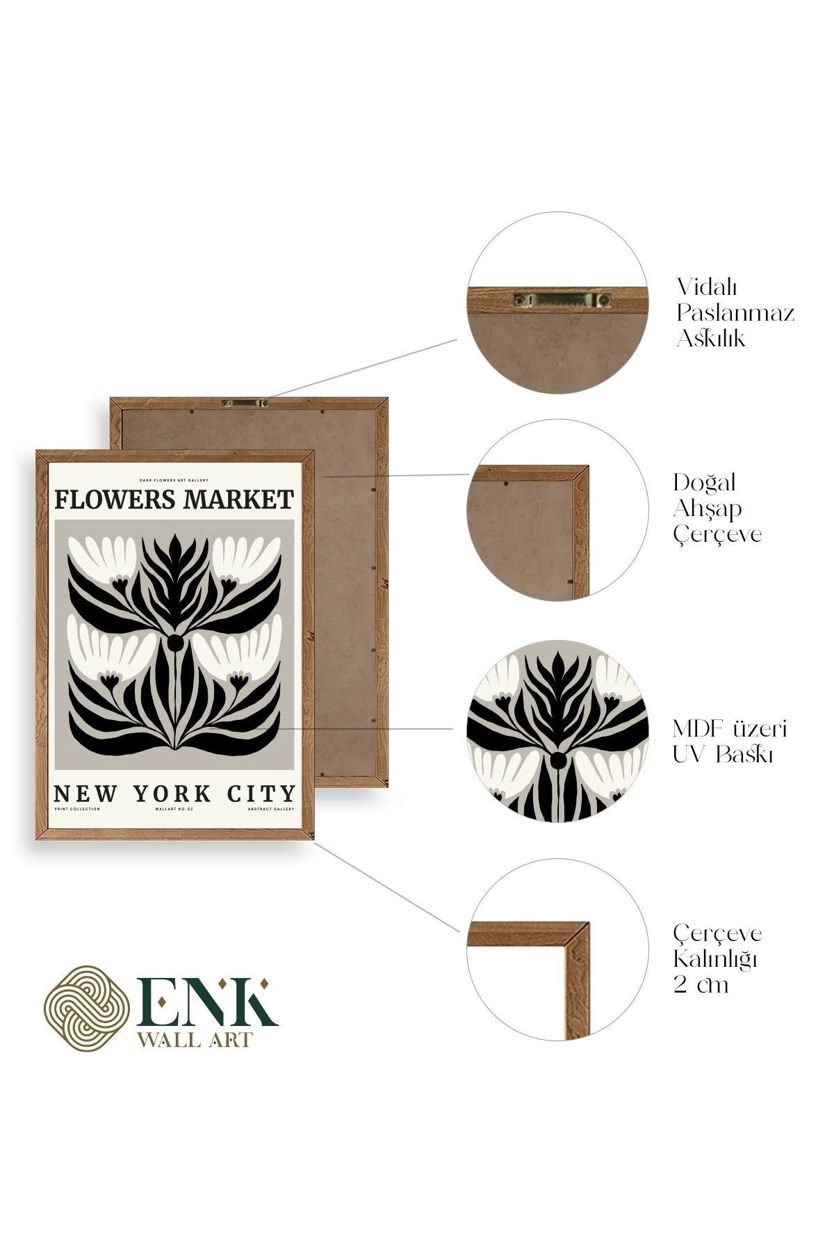 Çiçek Ahşap Çerçeveli Tablo 30 x 42