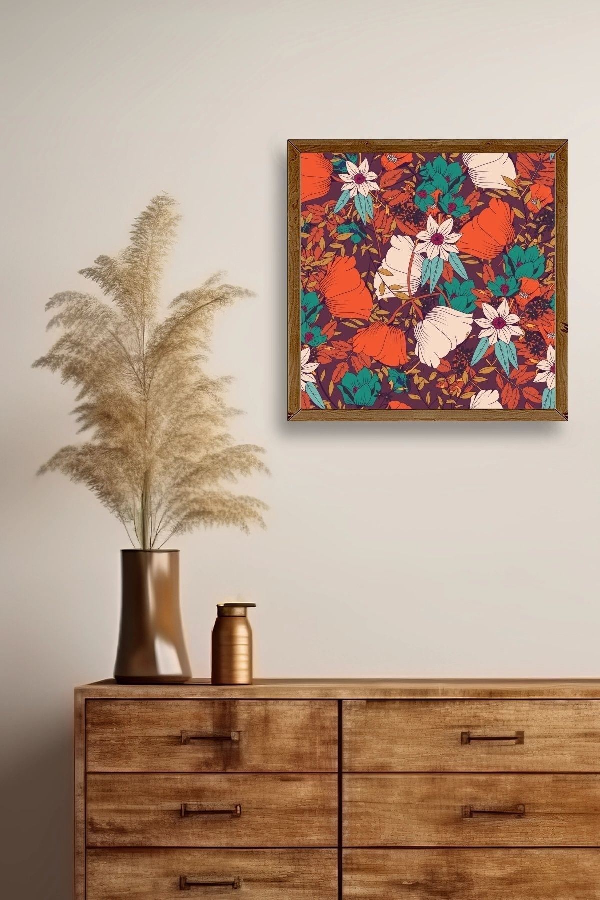 Çiçek Ahşap Çerçeveli Tablo 23 x 23