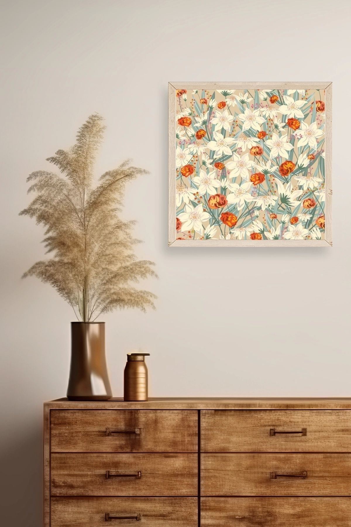 Çiçek Ahşap Çerçeveli Tablo 23 x 23