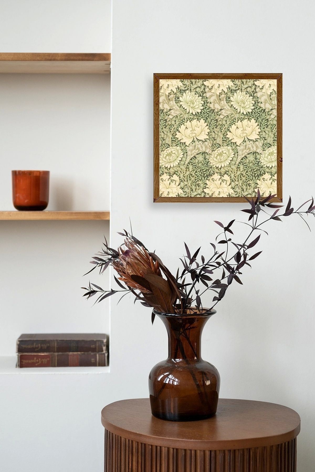 Çiçek Ahşap Çerçeveli Tablo 50 x 50