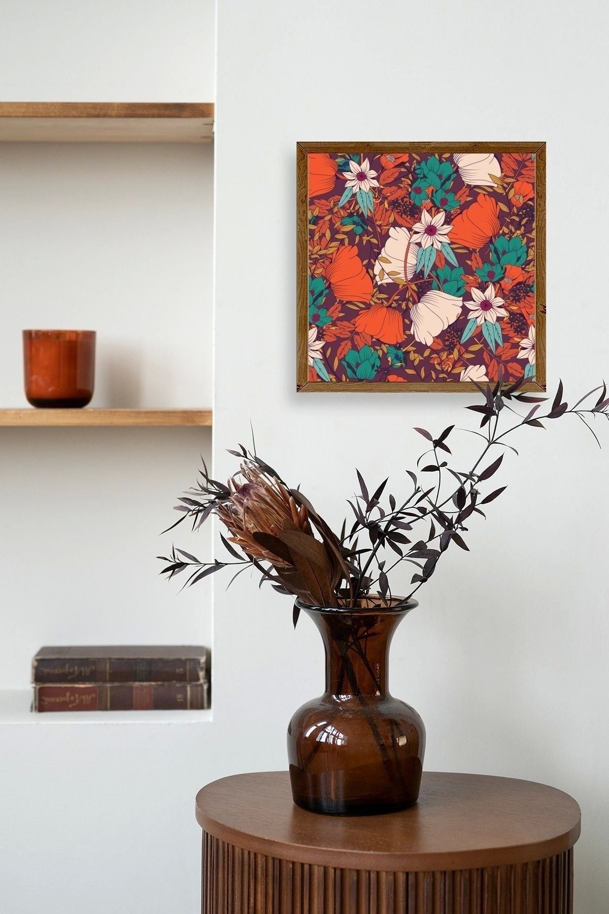 Çiçek Ahşap Çerçeveli Tablo 42 x 42