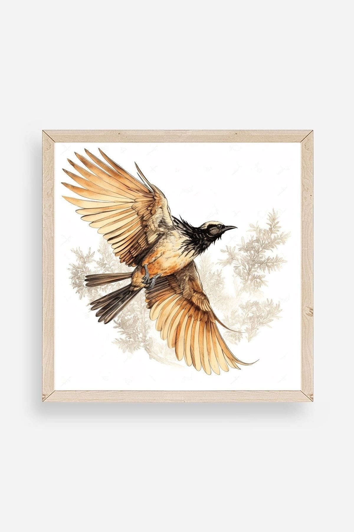 Kuş Ahşap Çerçeveli Tablo 23 x 23