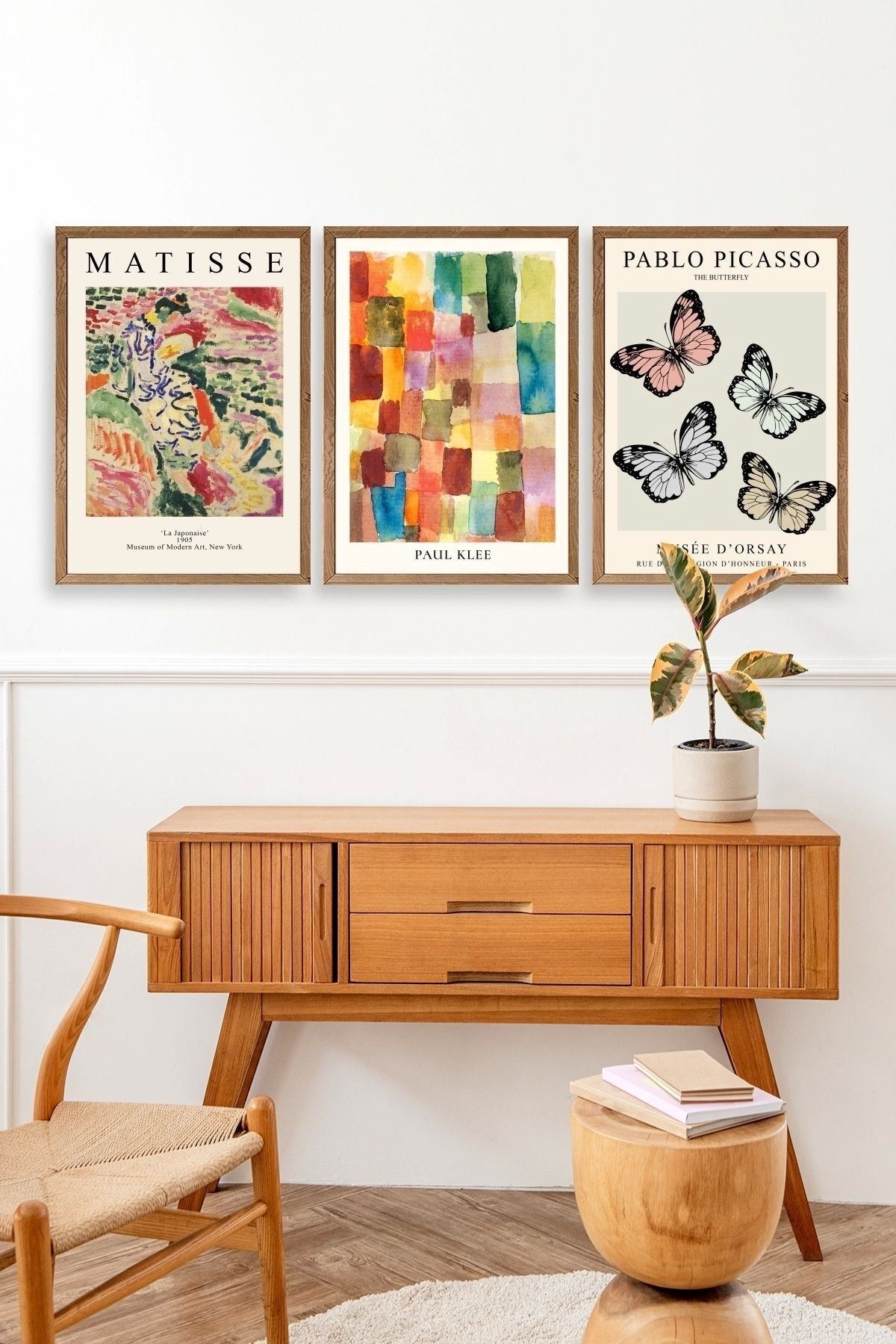 Matisse Üçlü Ahşap Çerçeveli Tablo 40 x 60