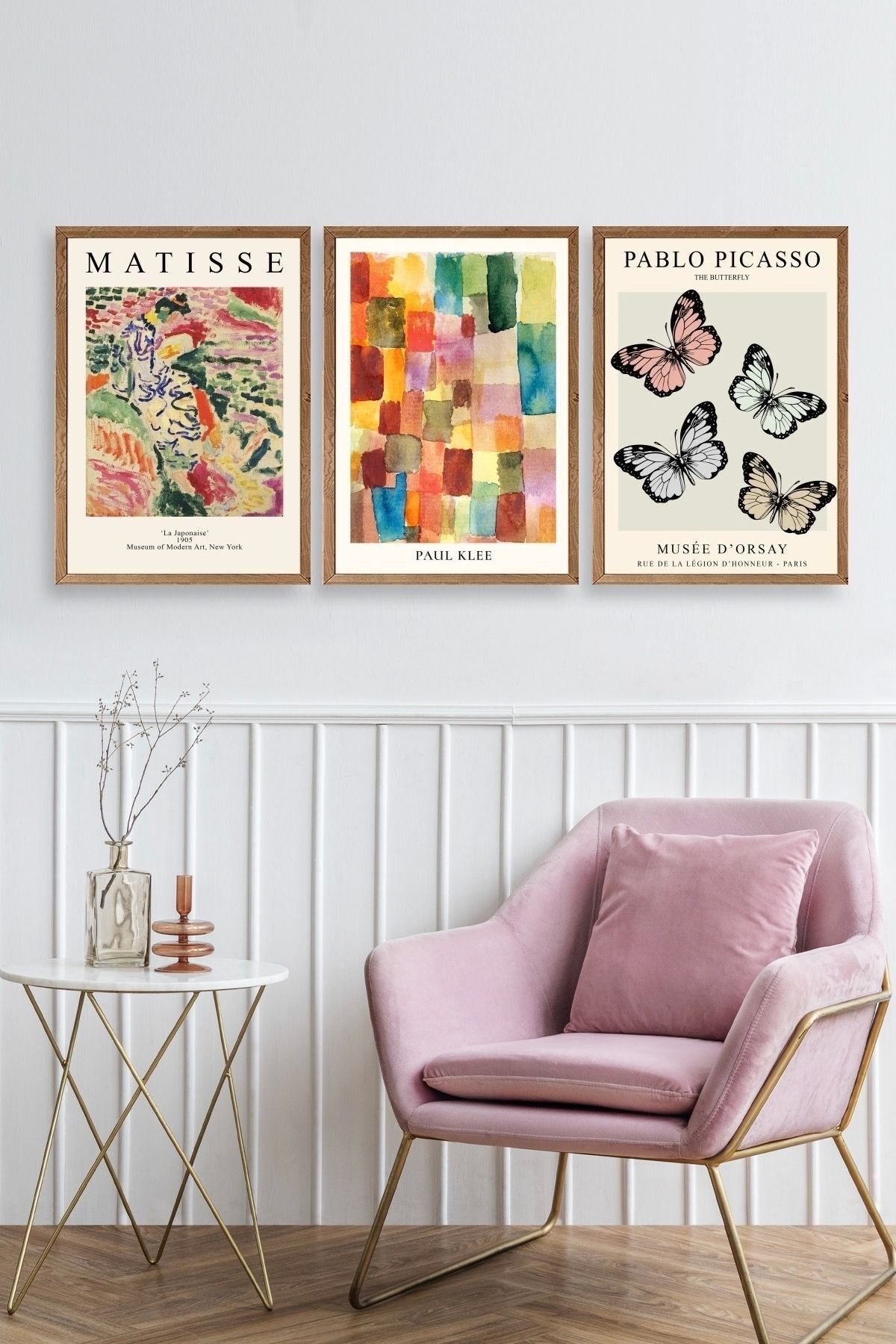 Matisse Üçlü Ahşap Çerçeveli Tablo 30 x 40