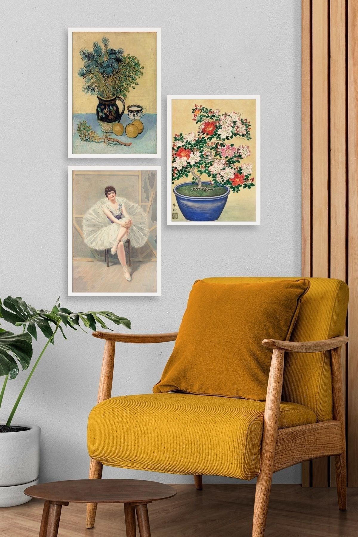 Ünlü Tablolar Üçlü Ahşap Çerçeveli Tablo 30 x 40