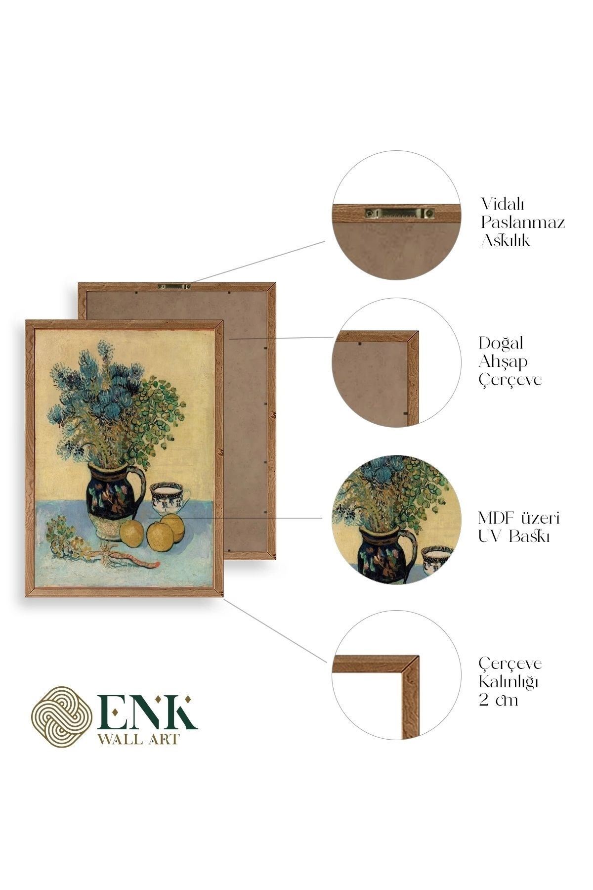 Ünlü Tablolar Üçlü Ahşap Çerçeveli Tablo 30 x 40