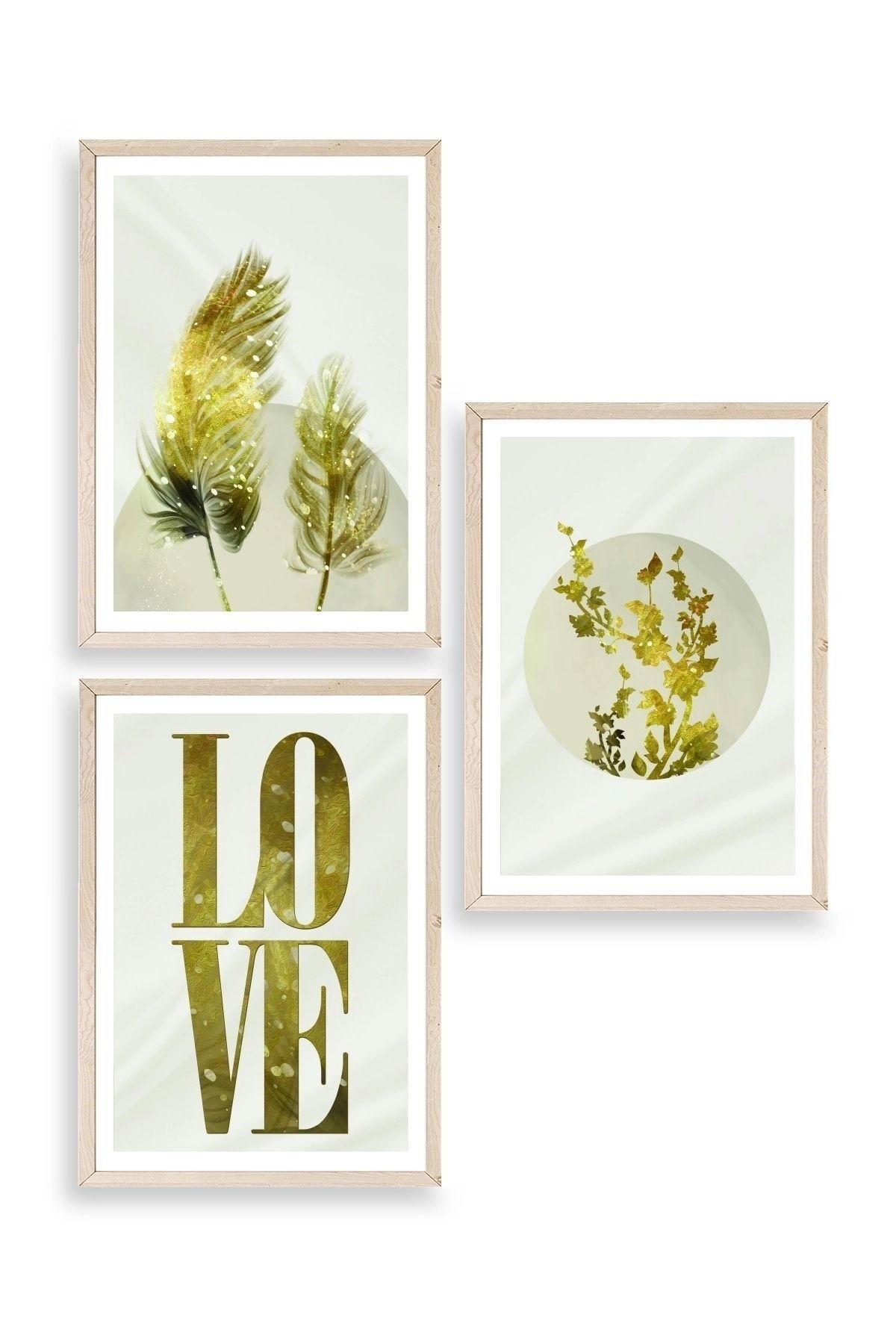 Manzara Üçlü Ahşap Çerçeveli Tablo 23 x 30