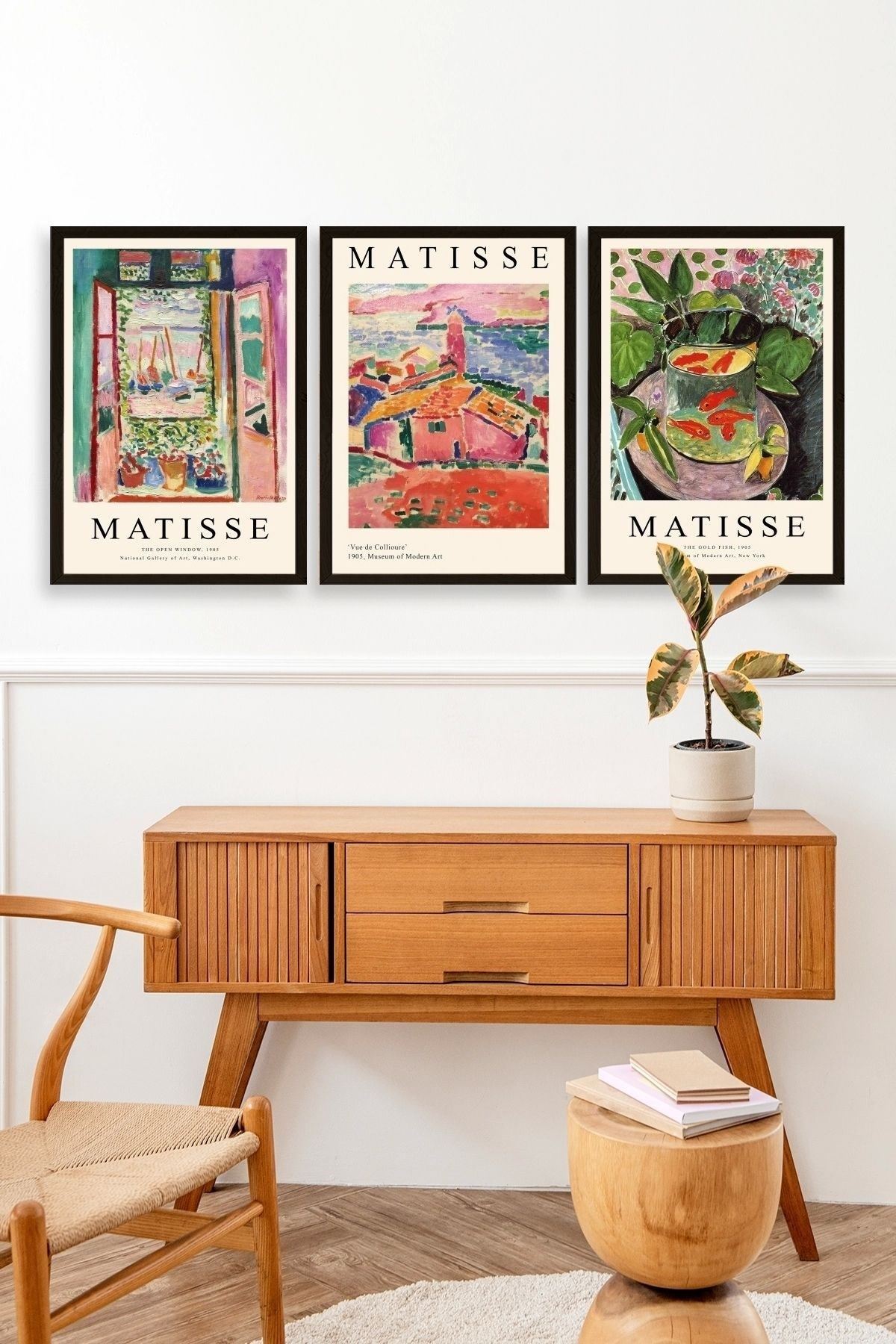 Matisse Üçlü Ahşap Çerçeveli Tablo 40 x 60