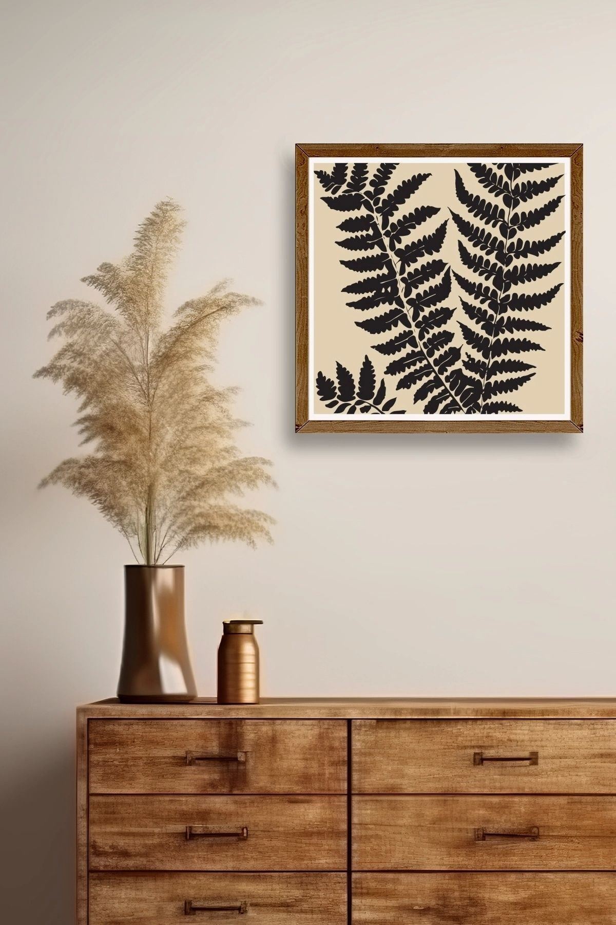 Yaprak Ahşap Çerçeveli Tablo 50 x 50