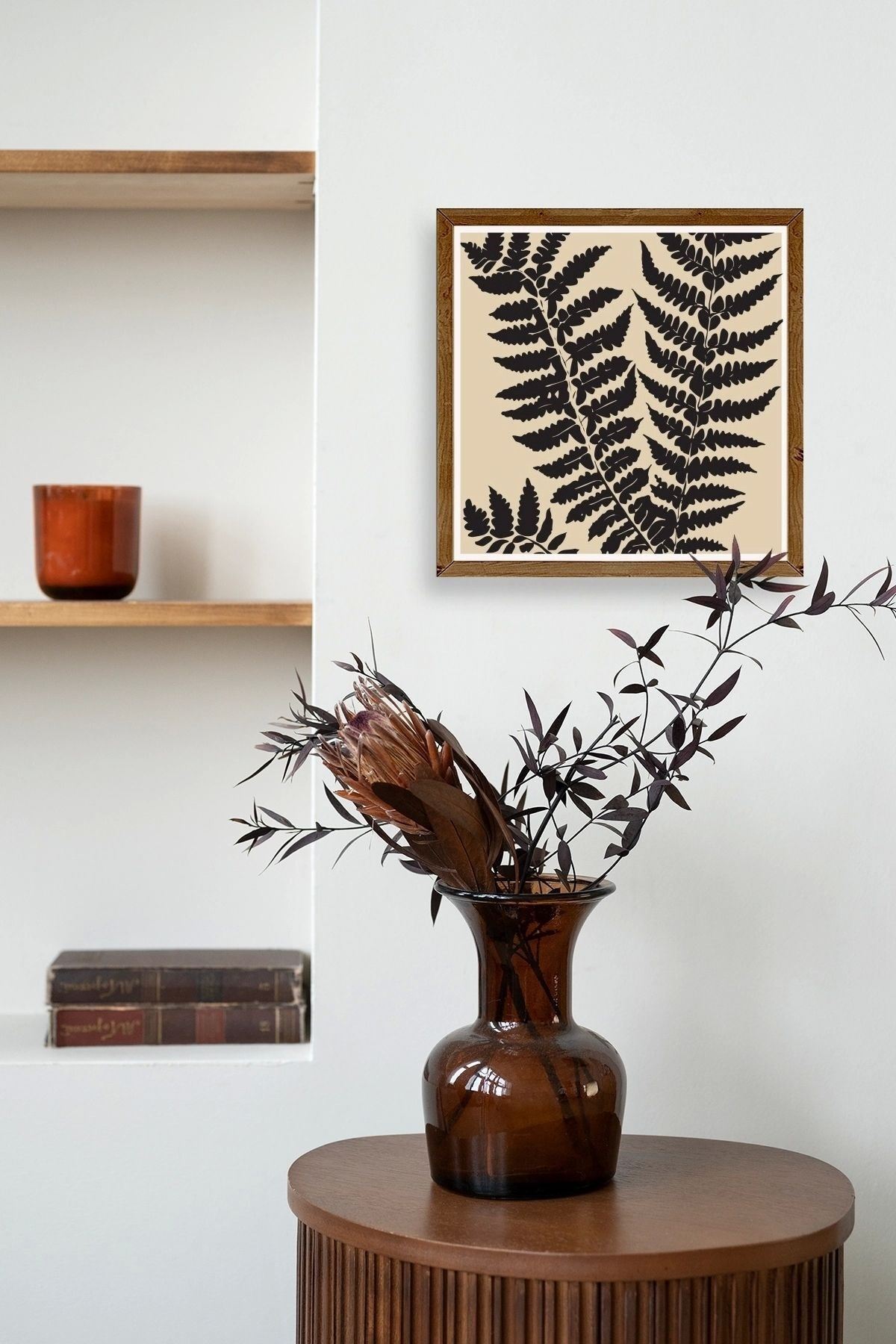 Yaprak Ahşap Çerçeveli Tablo 50 x 50