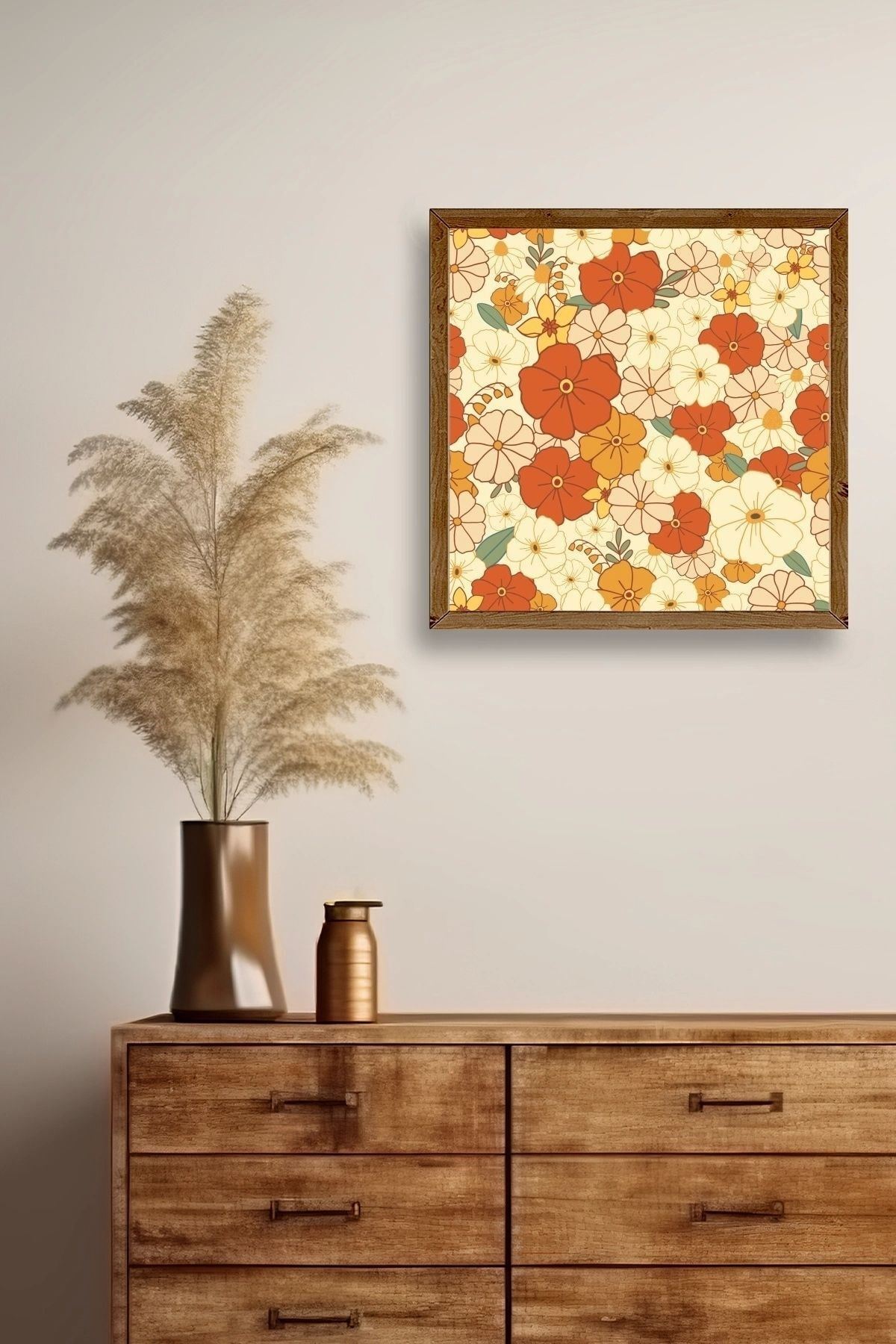 Çiçek Ahşap Çerçeveli Tablo 42 x 42