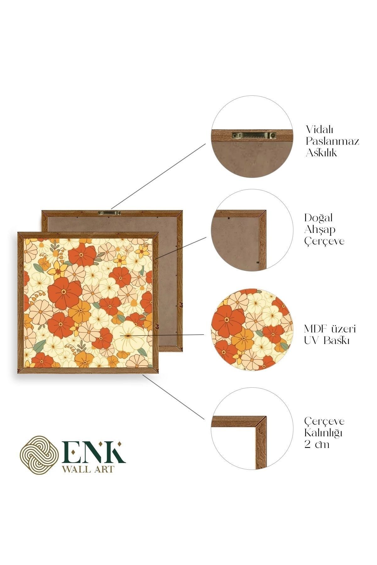 Çiçek Ahşap Çerçeveli Tablo 42 x 42
