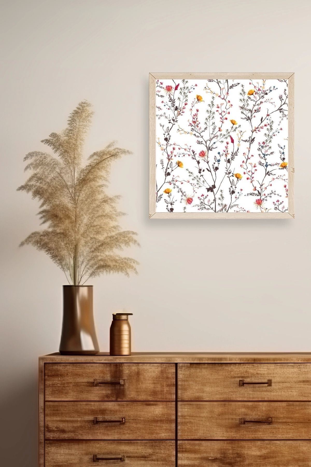 Yaprak Ahşap Çerçeveli Tablo 23 x 23