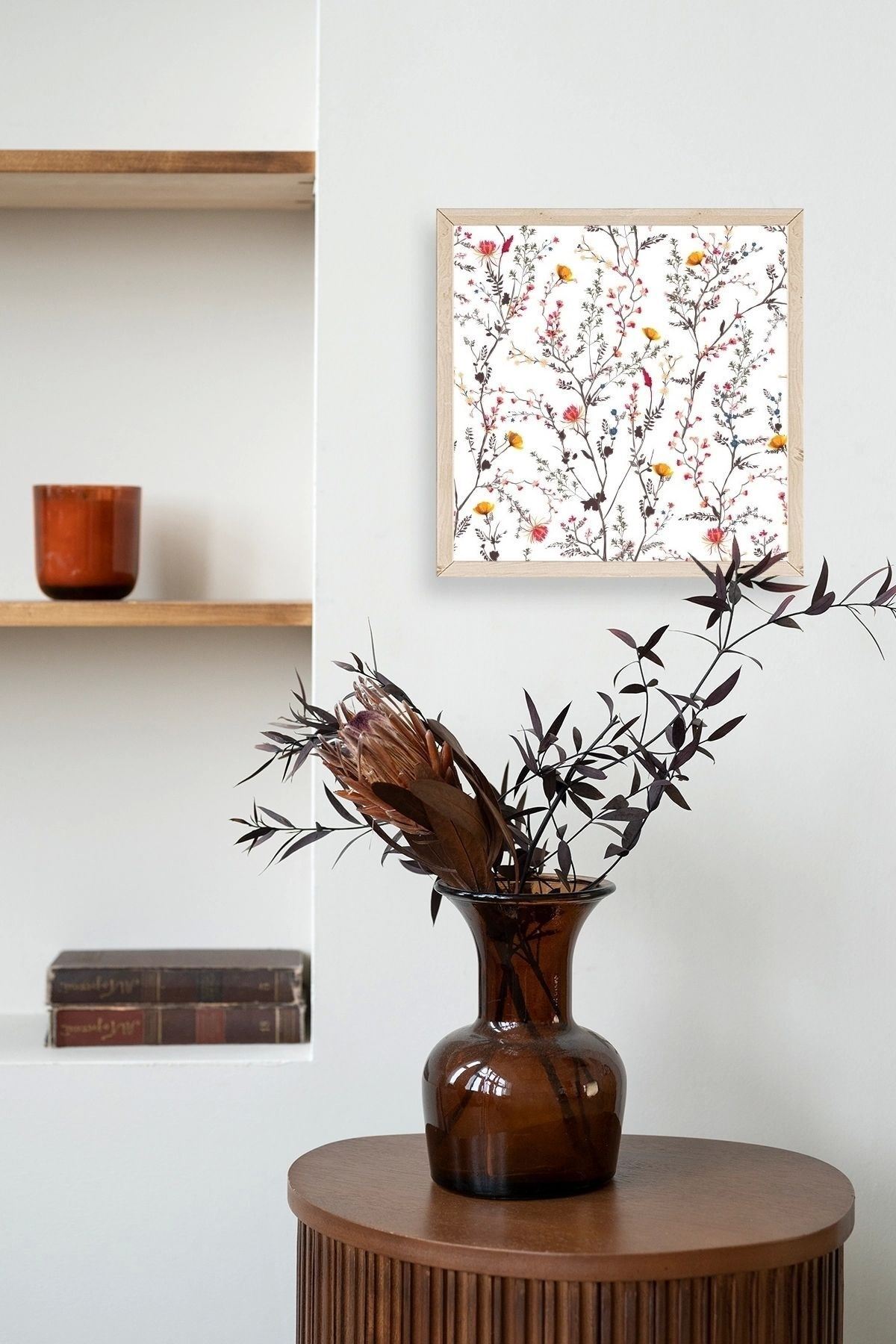 Yaprak Ahşap Çerçeveli Tablo 42 x 42