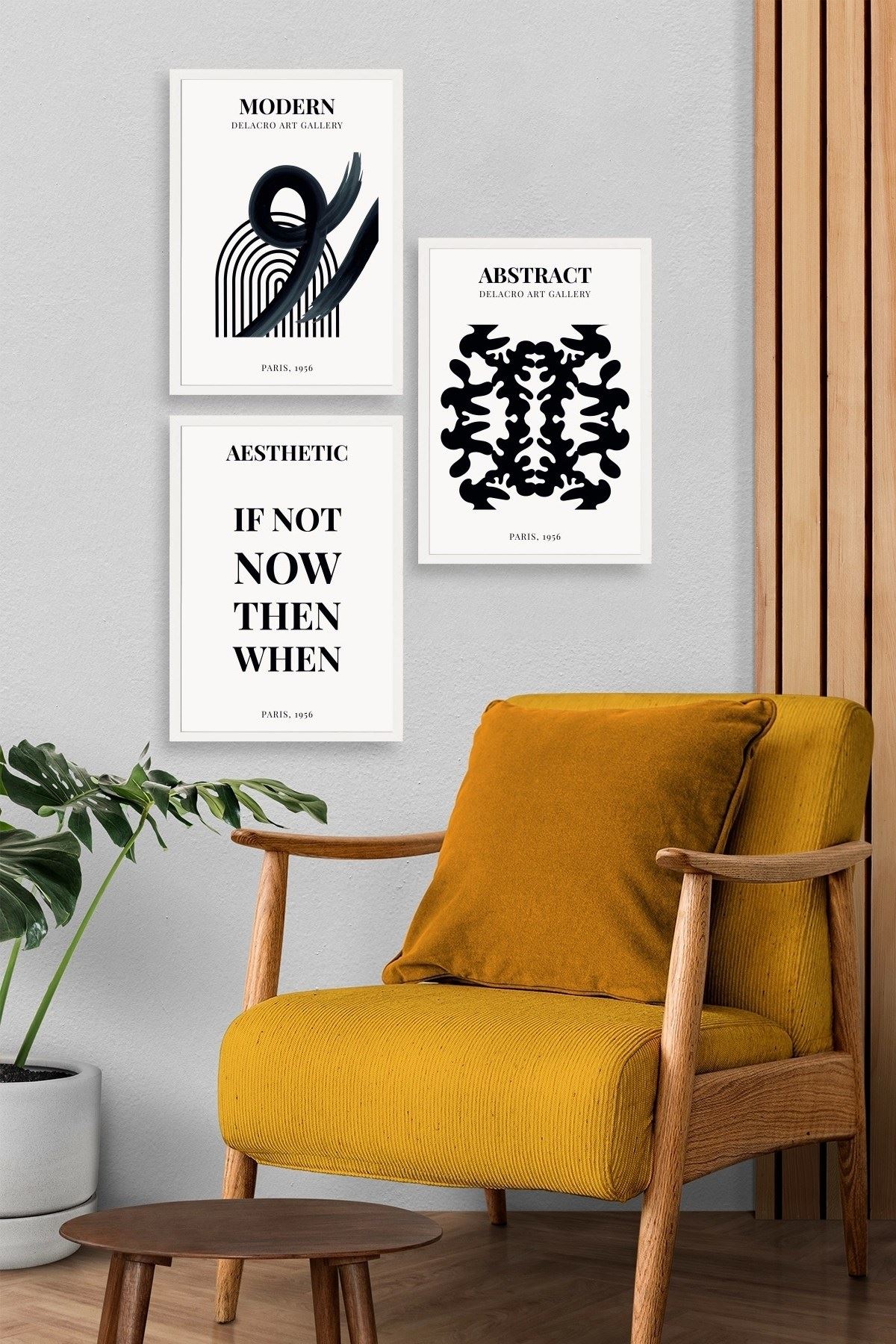 Modern Üçlü Ahşap Çerçeveli Tablo 23 x 30