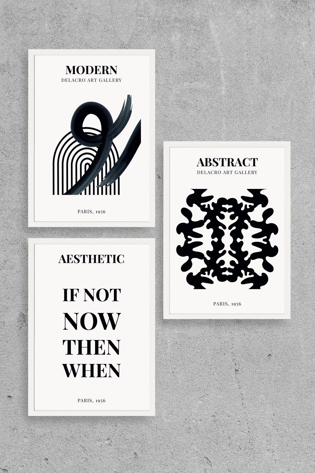 Modern Üçlü Ahşap Çerçeveli Tablo 30 x 40