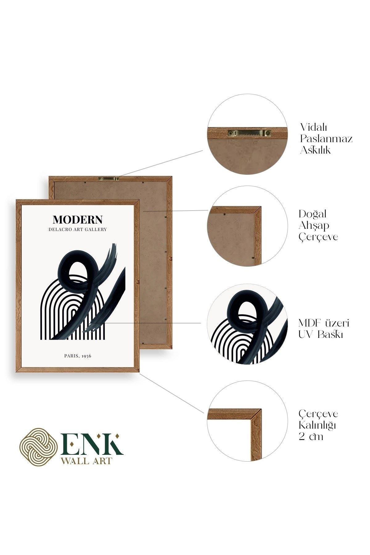 Modern Üçlü Ahşap Çerçeveli Tablo 30 x 40