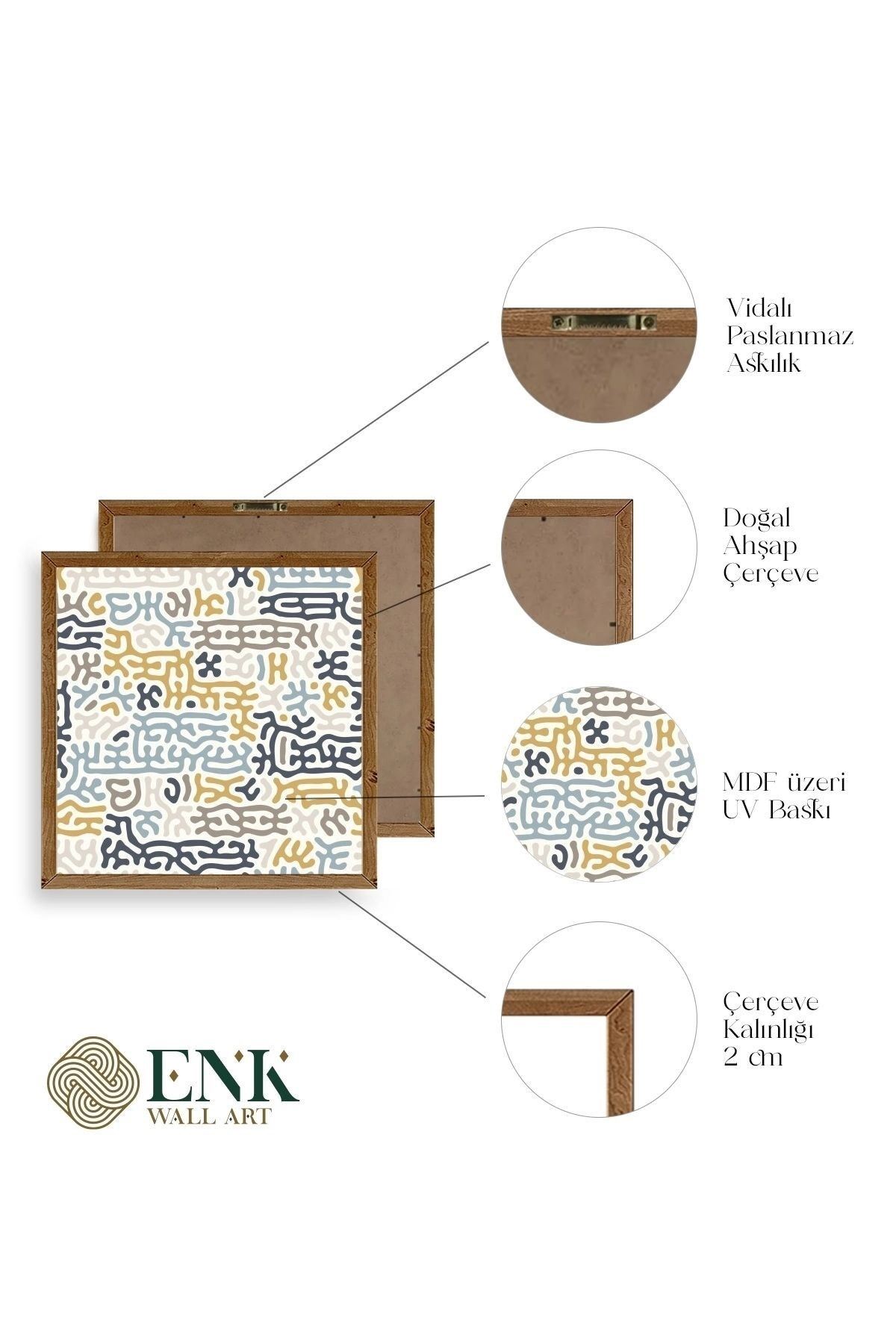 Soyut Ahşap Çerçeveli Tablo 23 x 23