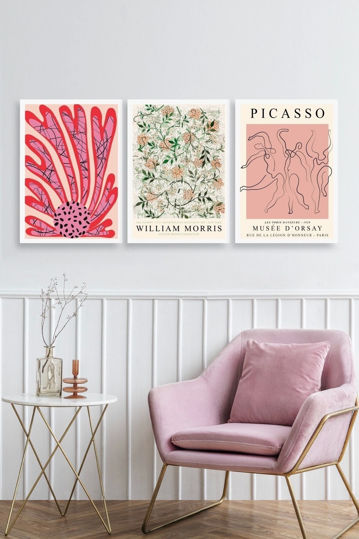 Ünlü Tablolar Üçlü Ahşap Çerçeveli Tablo 30 x 40