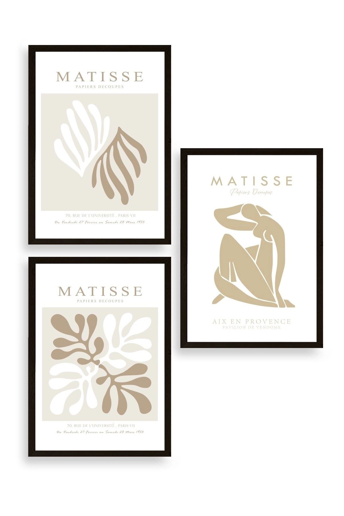 Matisse Üçlü Ahşap Çerçeveli Tablo 50 x 70