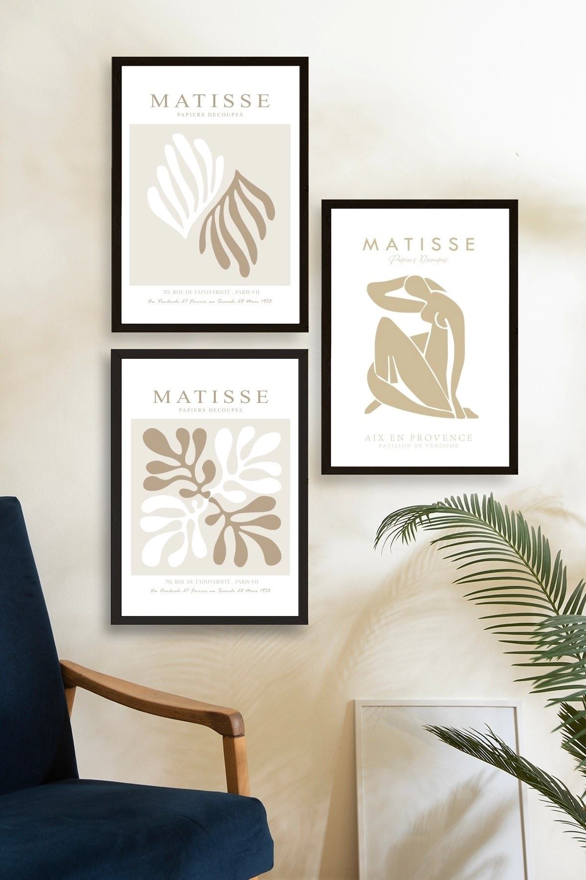 Matisse Üçlü Ahşap Çerçeveli Tablo 40 x 60