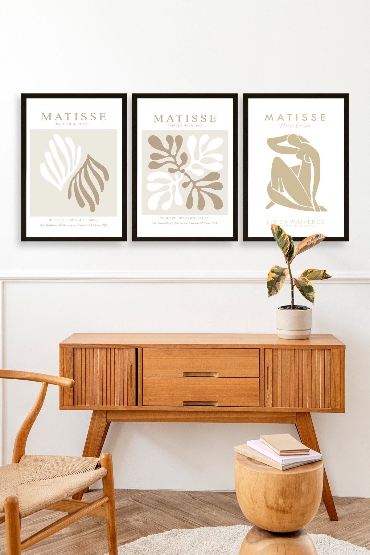 Matisse Üçlü Ahşap Çerçeveli Tablo 40 x 60