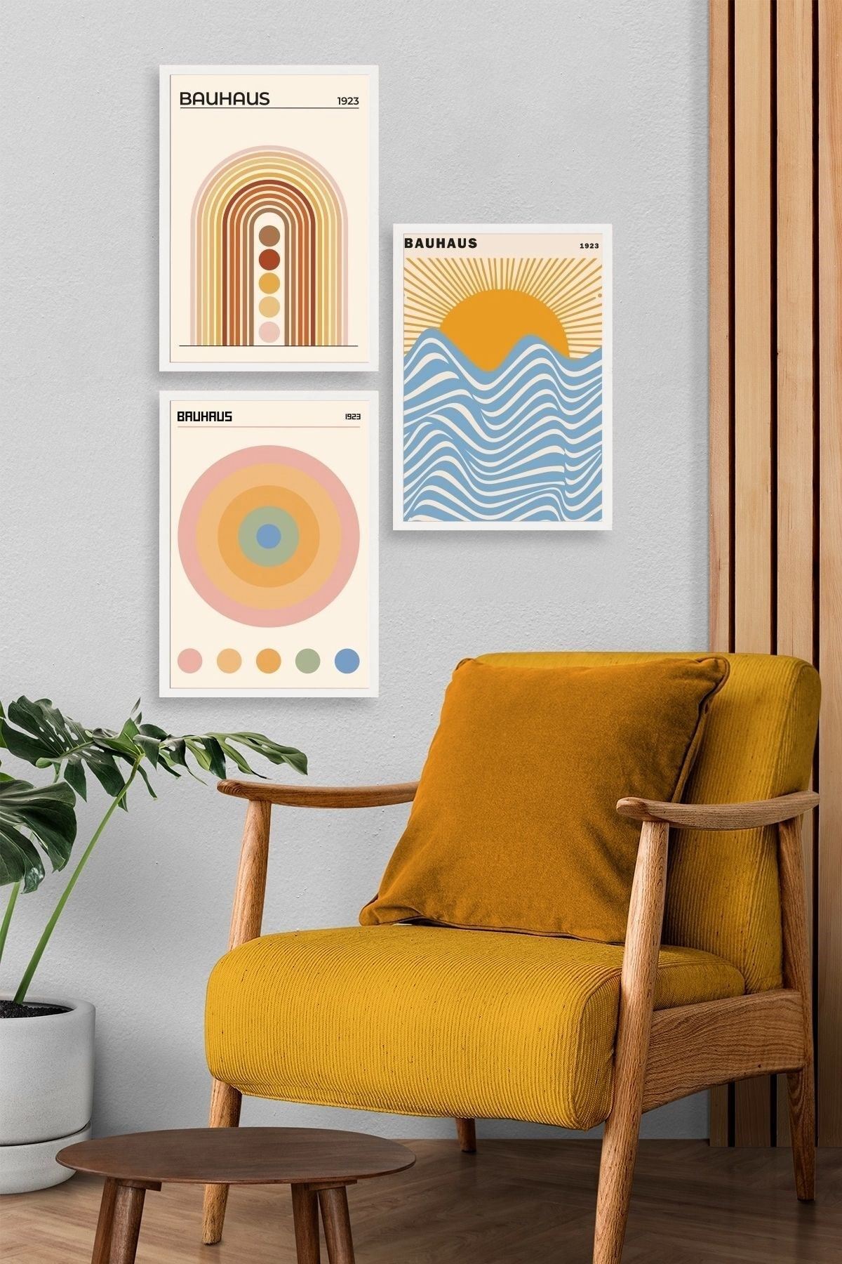 Bauhaus Üçlü Ahşap Çerçeveli Tablo 40 x 60