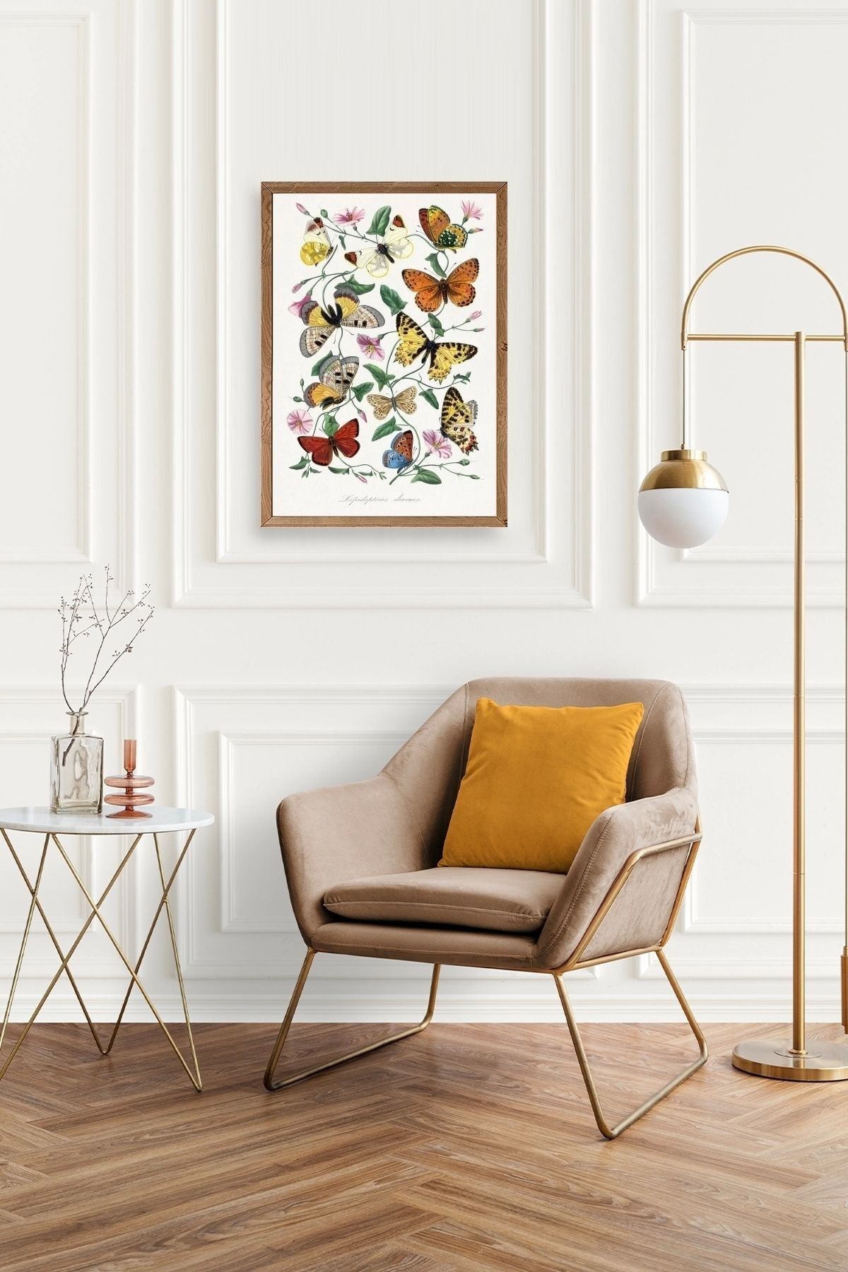 Lepidopteres Diurnes Ahşap Çerçeveli Tablo 30 x 42