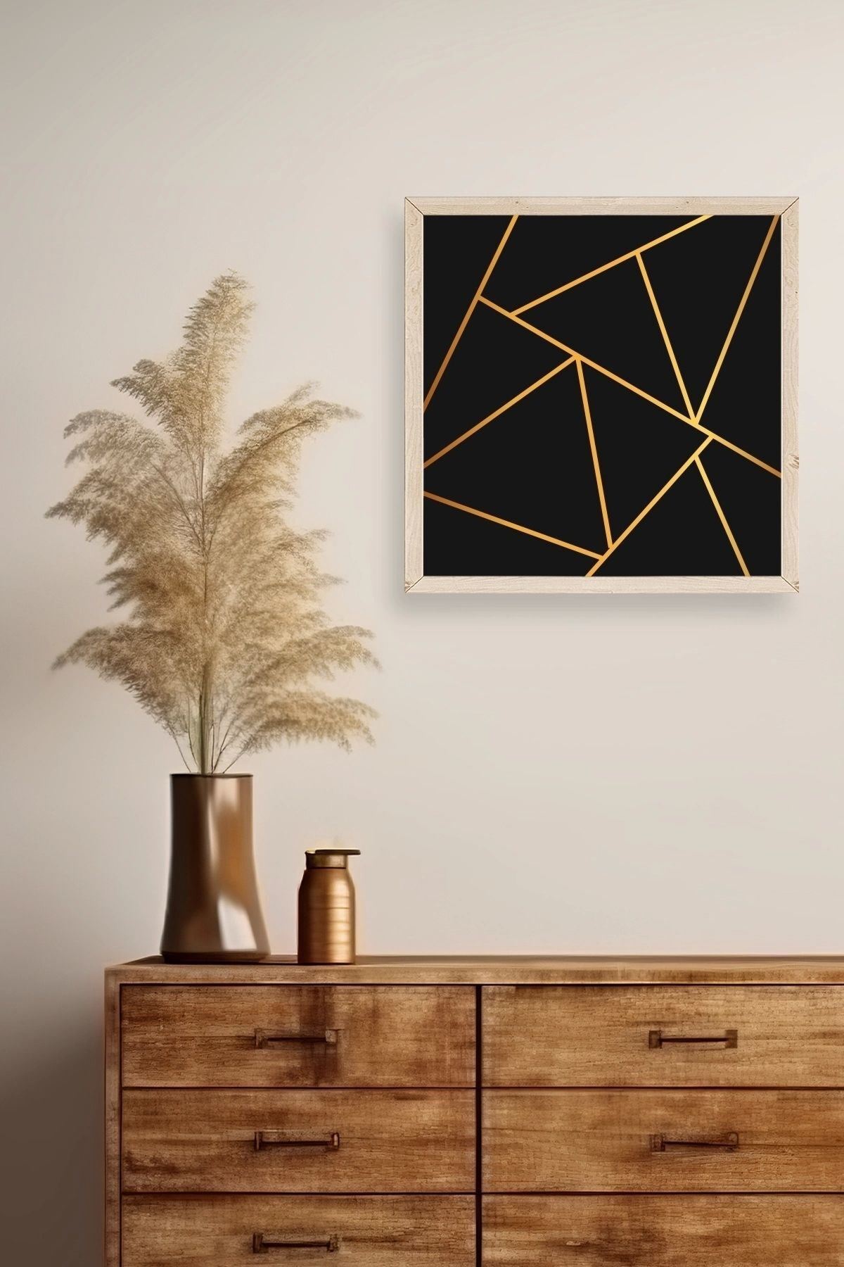 Üçgen Ahşap Çerçeveli Tablo 23 x 23