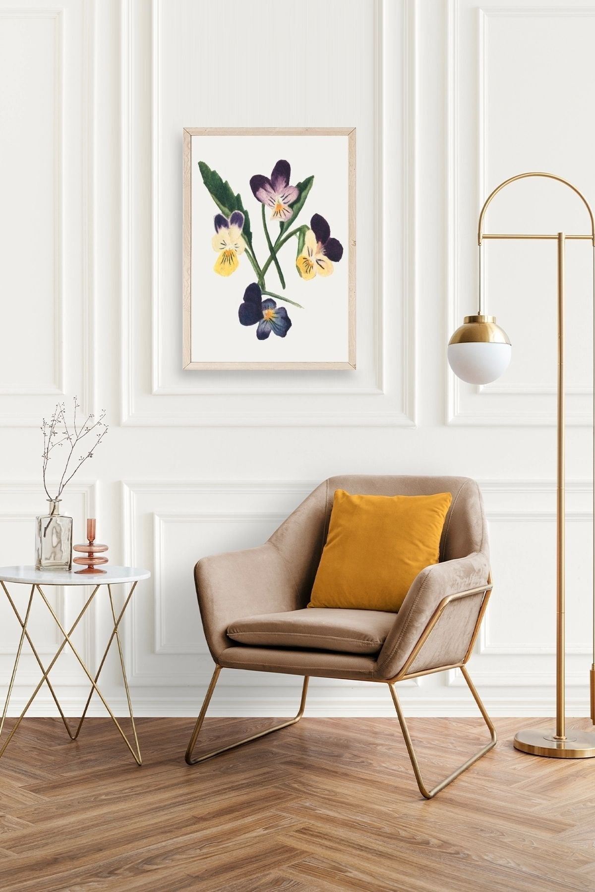 Çiçekler Ahşap Çerçeveli Tablo 17 x 23