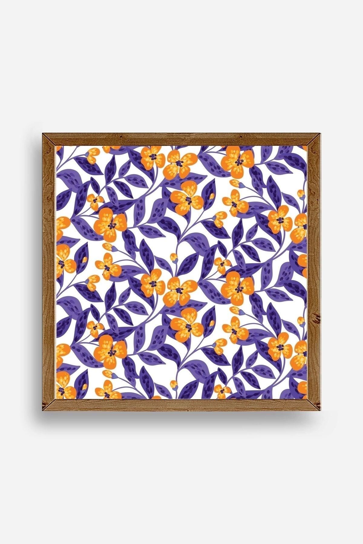 Çiçek Ahşap Çerçeveli Tablo 50 x 50
