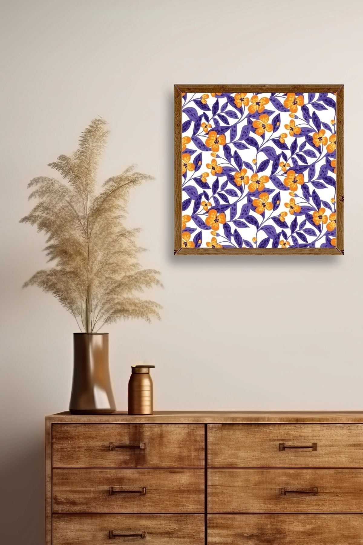 Çiçek Ahşap Çerçeveli Tablo 23 x 23