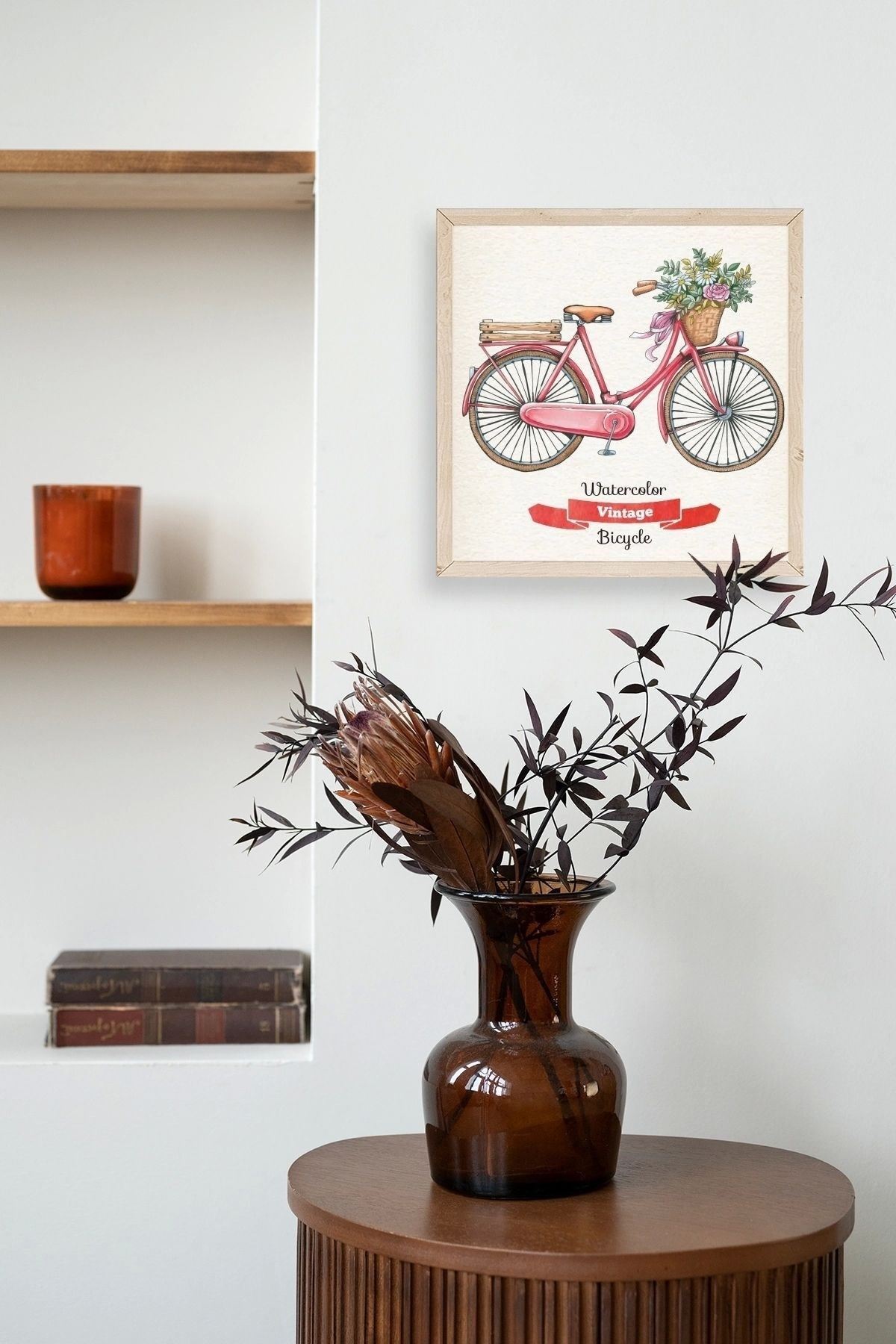 Bisiklet Ahşap Çerçeveli Tablo 50 x 50