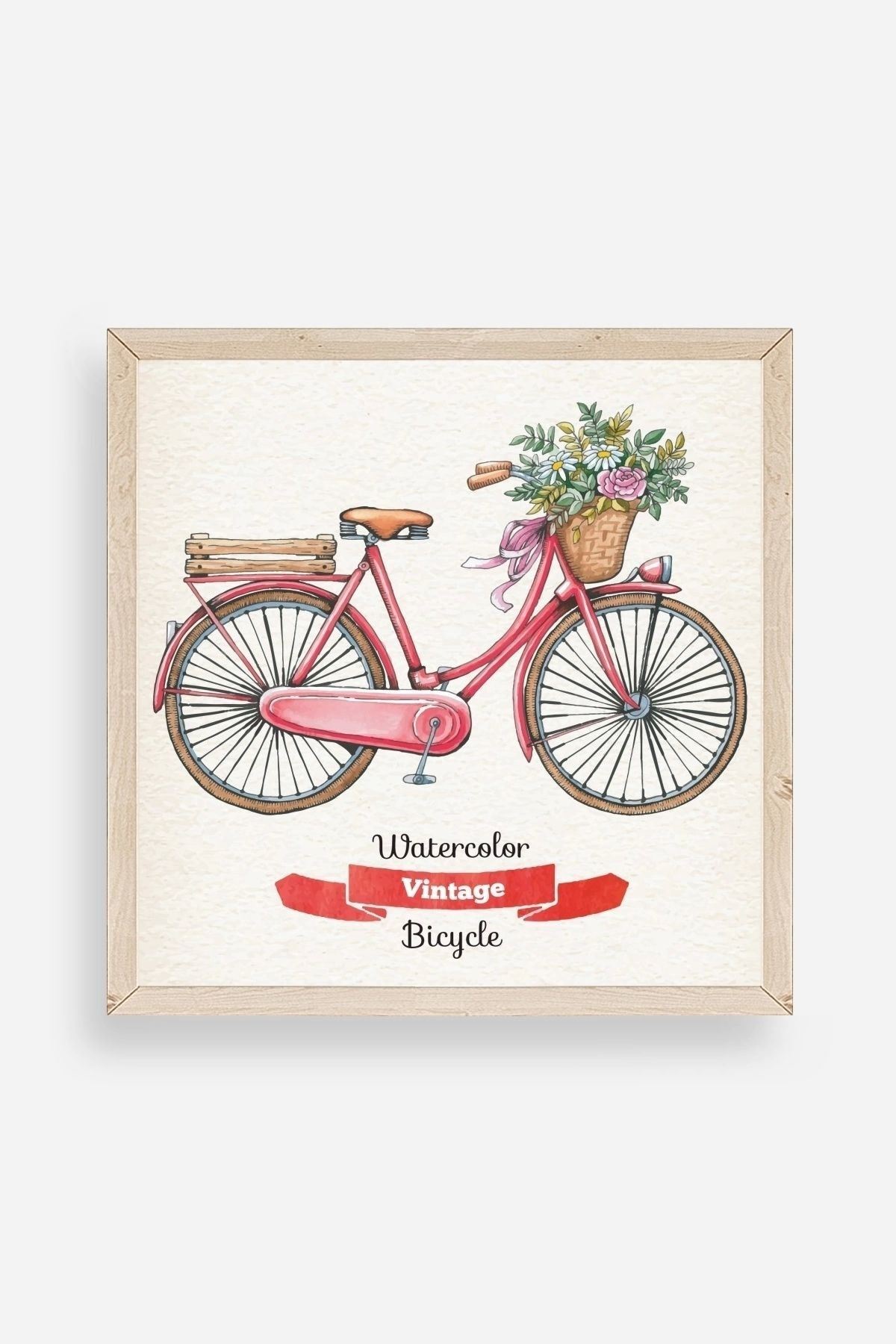 Bisiklet Ahşap Çerçeveli Tablo 23 x 23