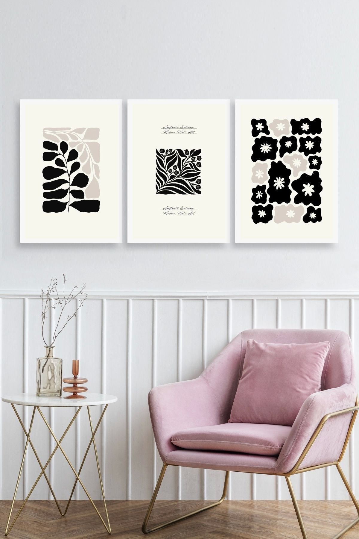 Modern Üçlü Ahşap Çerçeveli Tablo 30 x 40