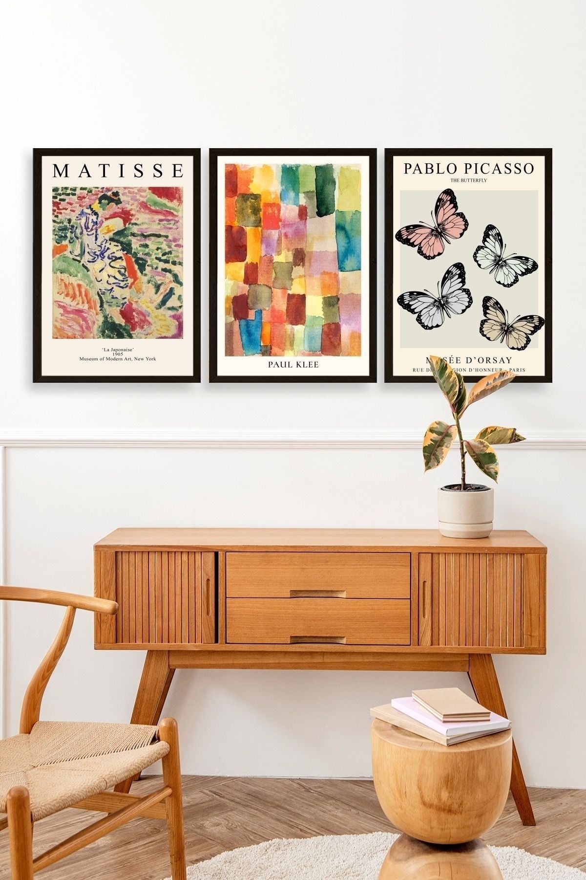 Matisse Üçlü Ahşap Çerçeveli Tablo 50 x 70