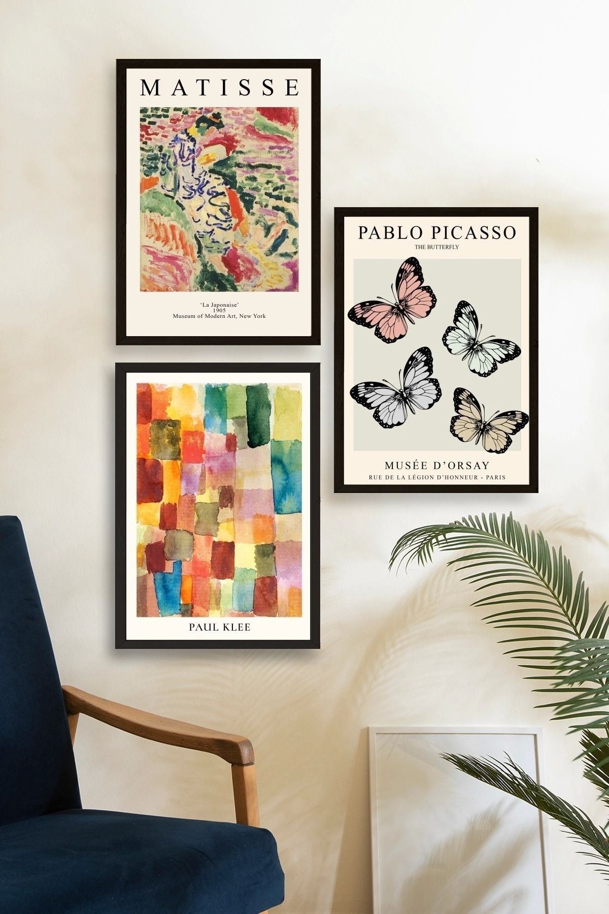 Matisse Üçlü Ahşap Çerçeveli Tablo 23 x 30