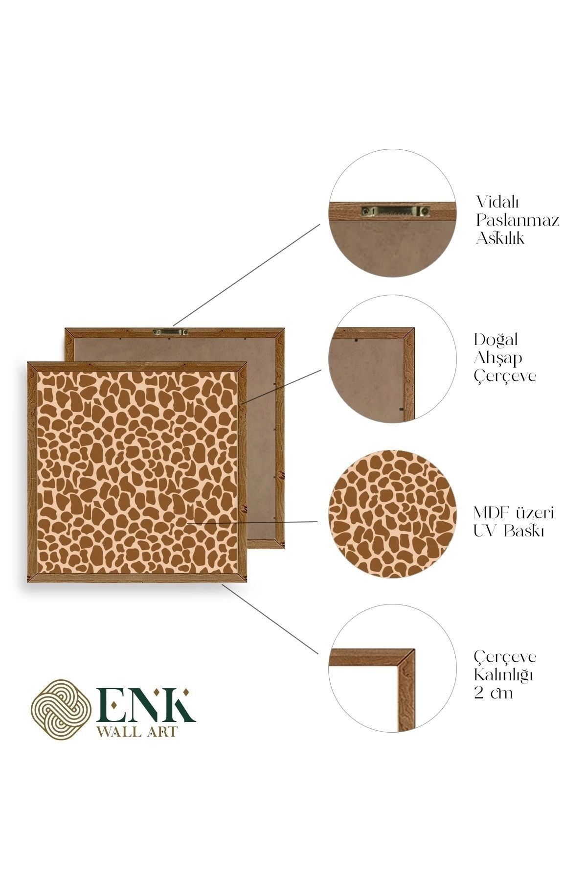 Desen Ahşap Çerçeveli Tablo 50 x 50