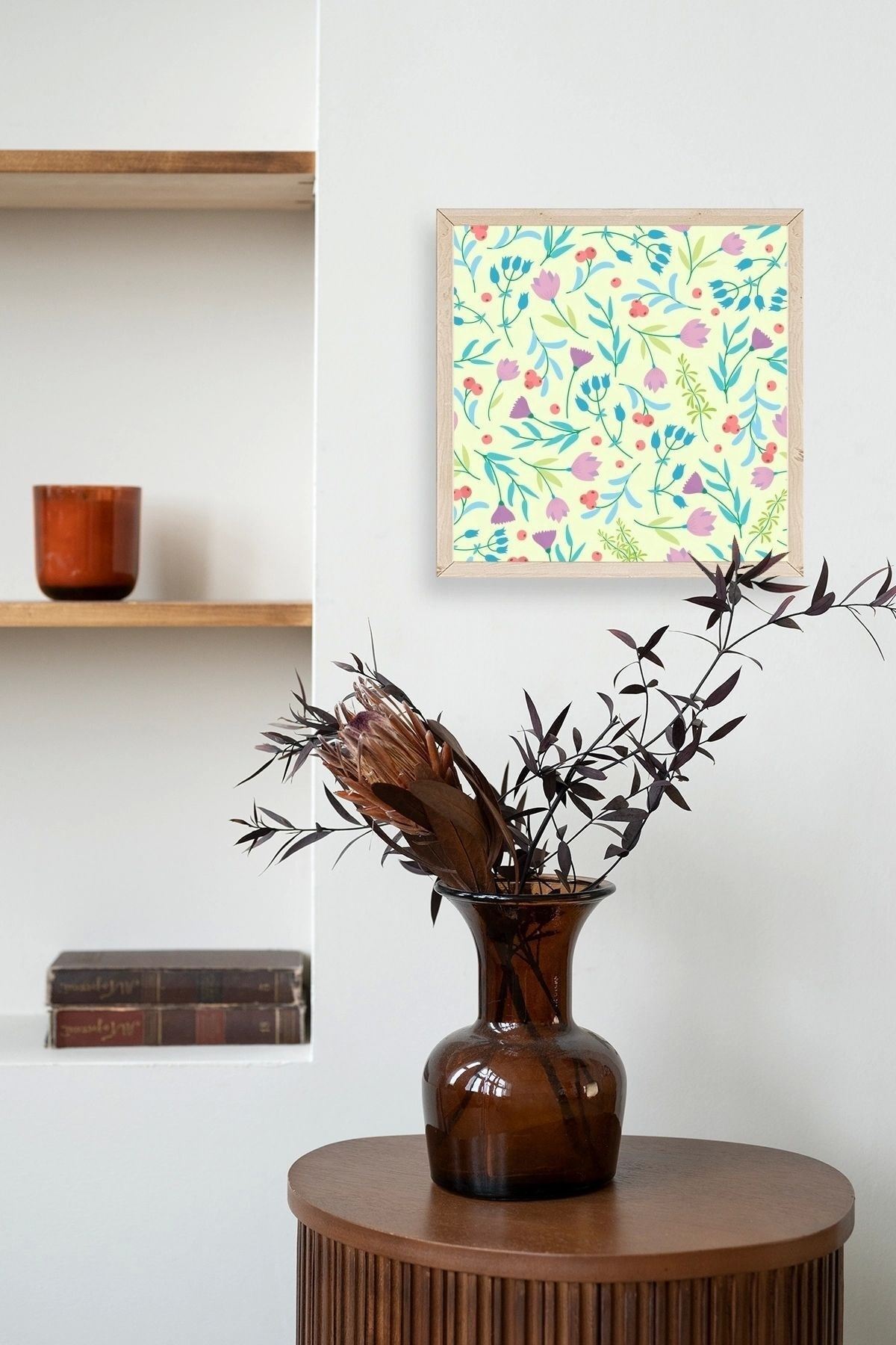 Çiçek Ahşap Çerçeveli Tablo 23 x 23