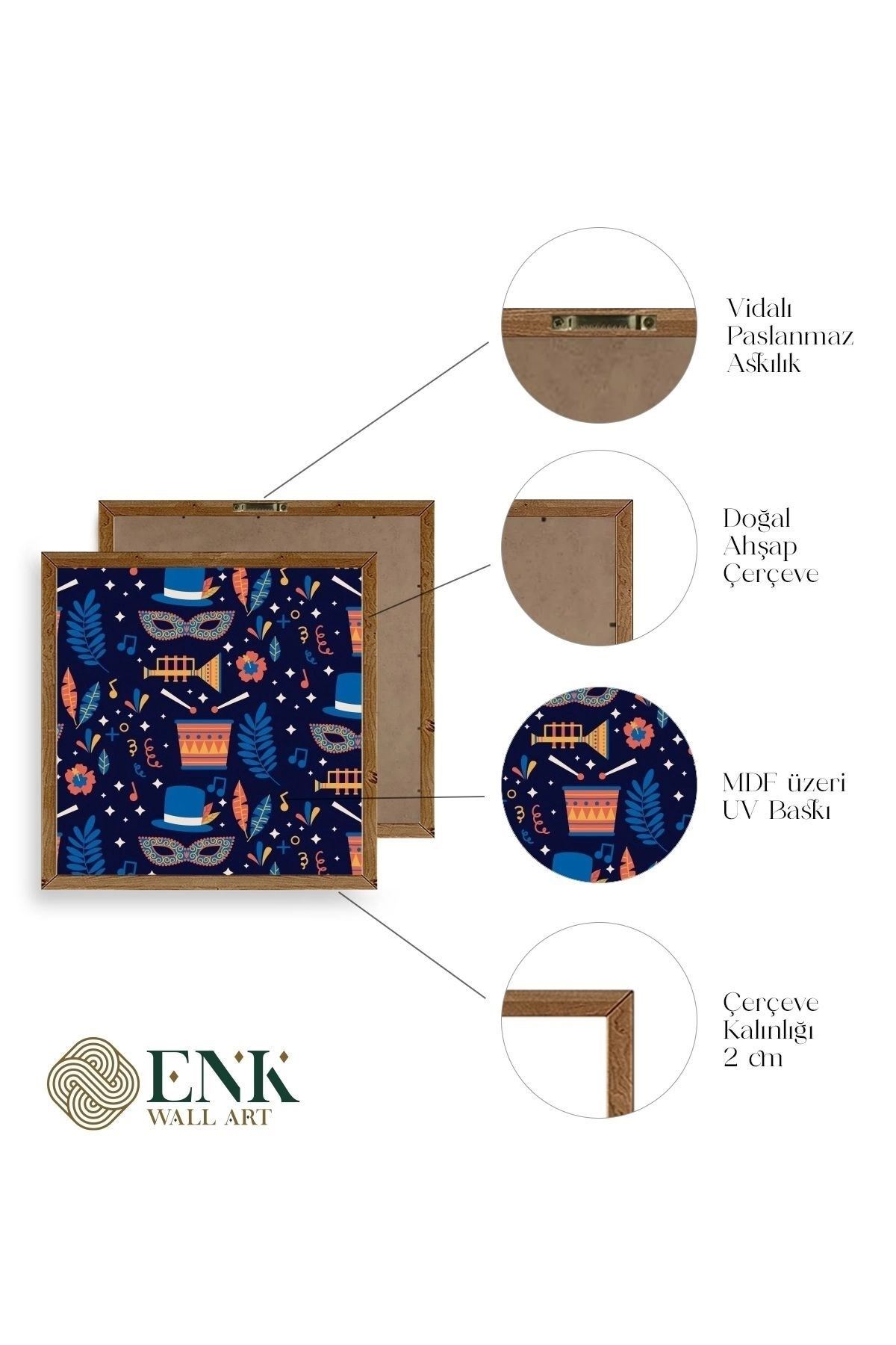 Karnaval Ahşap Çerçeveli Tablo 23 x 23